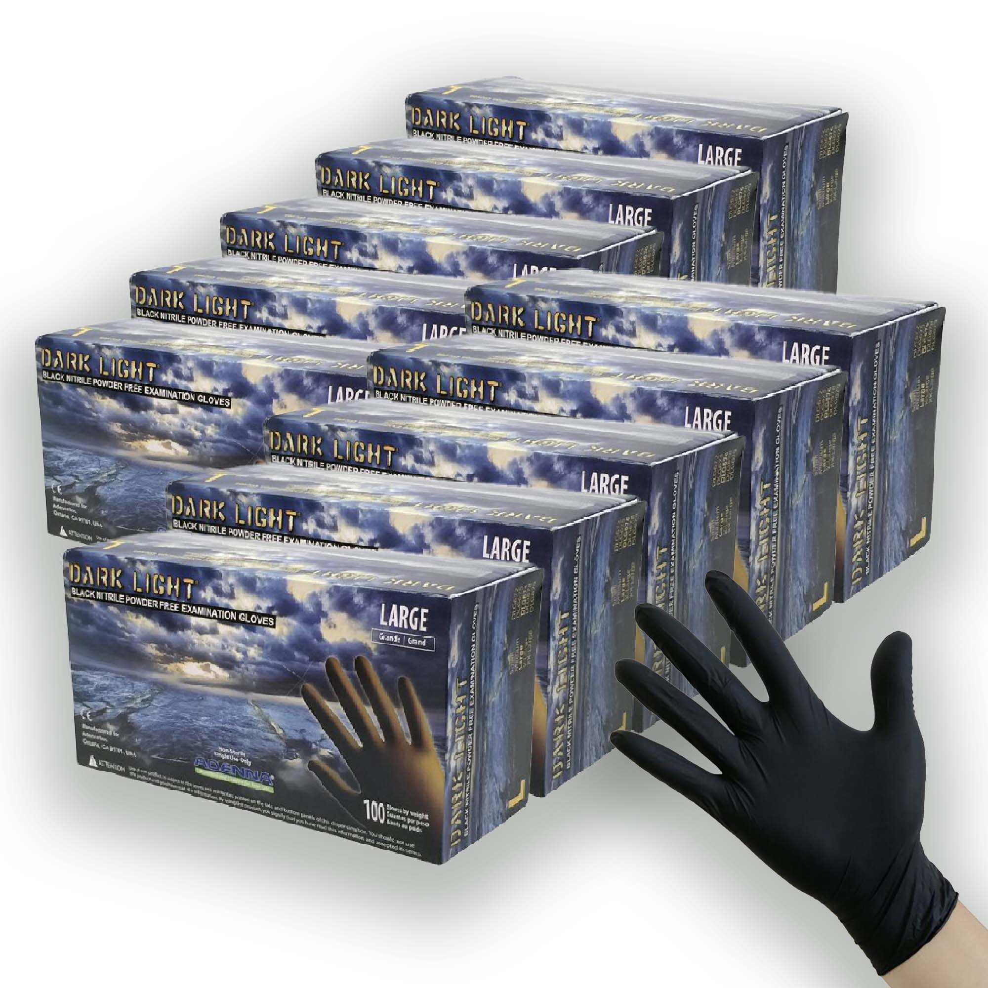 Dark Light Black Nitrile Gloves - Exam Grade, Powder Free (9 Mil), 1,000 Gloves-ADENNABLACKS-Case of 1000-Small-Safety Glasses USA-6