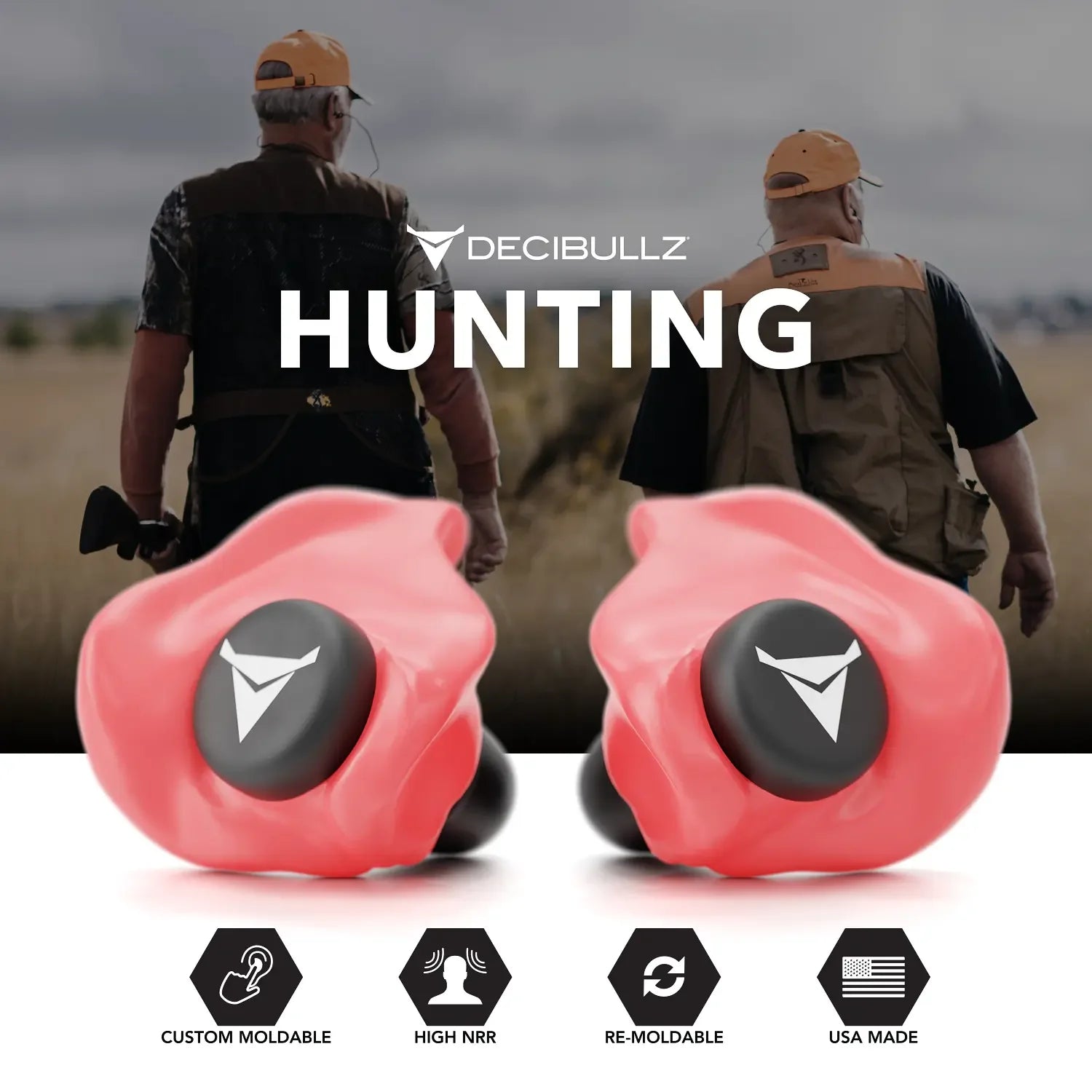 Decibullz Custom Molded Earplugs 31dB NRR Pro-Pack with Case and Lanyard-Safety Glasses USA-48