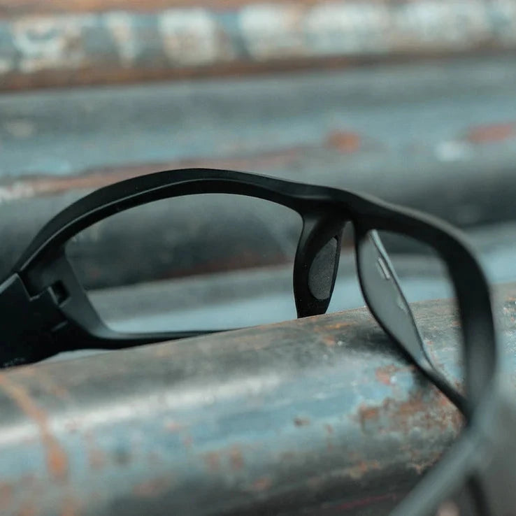 EDGE Brazeau Safety Glasses with Black Frame and Clear Lenses Right Temple