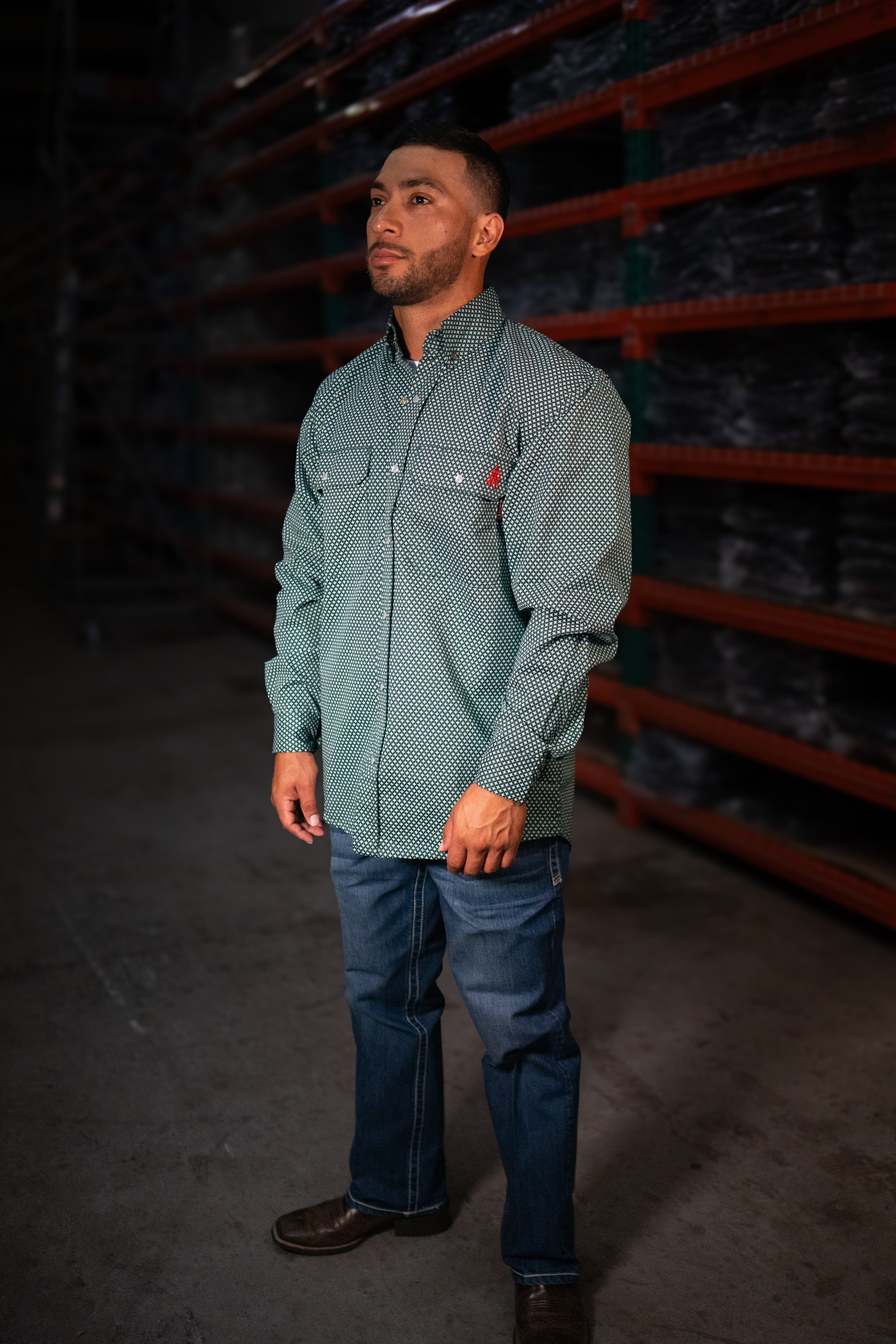 Static FR Flame-Resistant Pearl Snap Work Shirt - Gunner Green