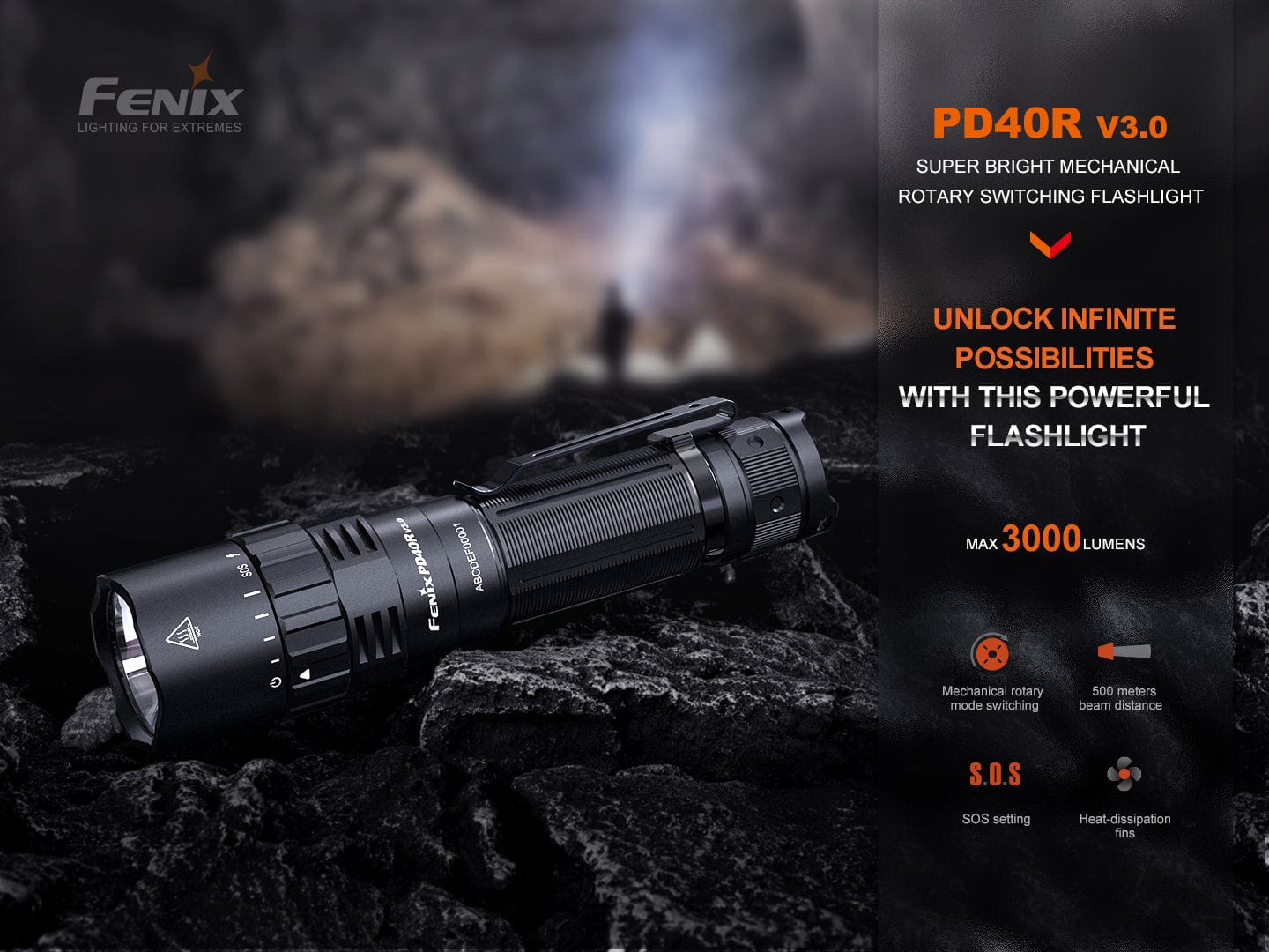 Fenix PD40R V3 Rechargeable Flashlight-sku-45576312521000-Safety Glasses USA-3