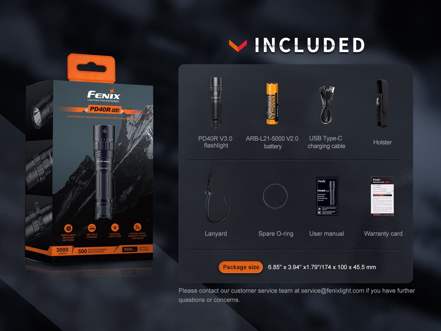 Fenix PD40R V3 Rechargeable Flashlight-sku-45576312521000-Safety Glasses USA-16