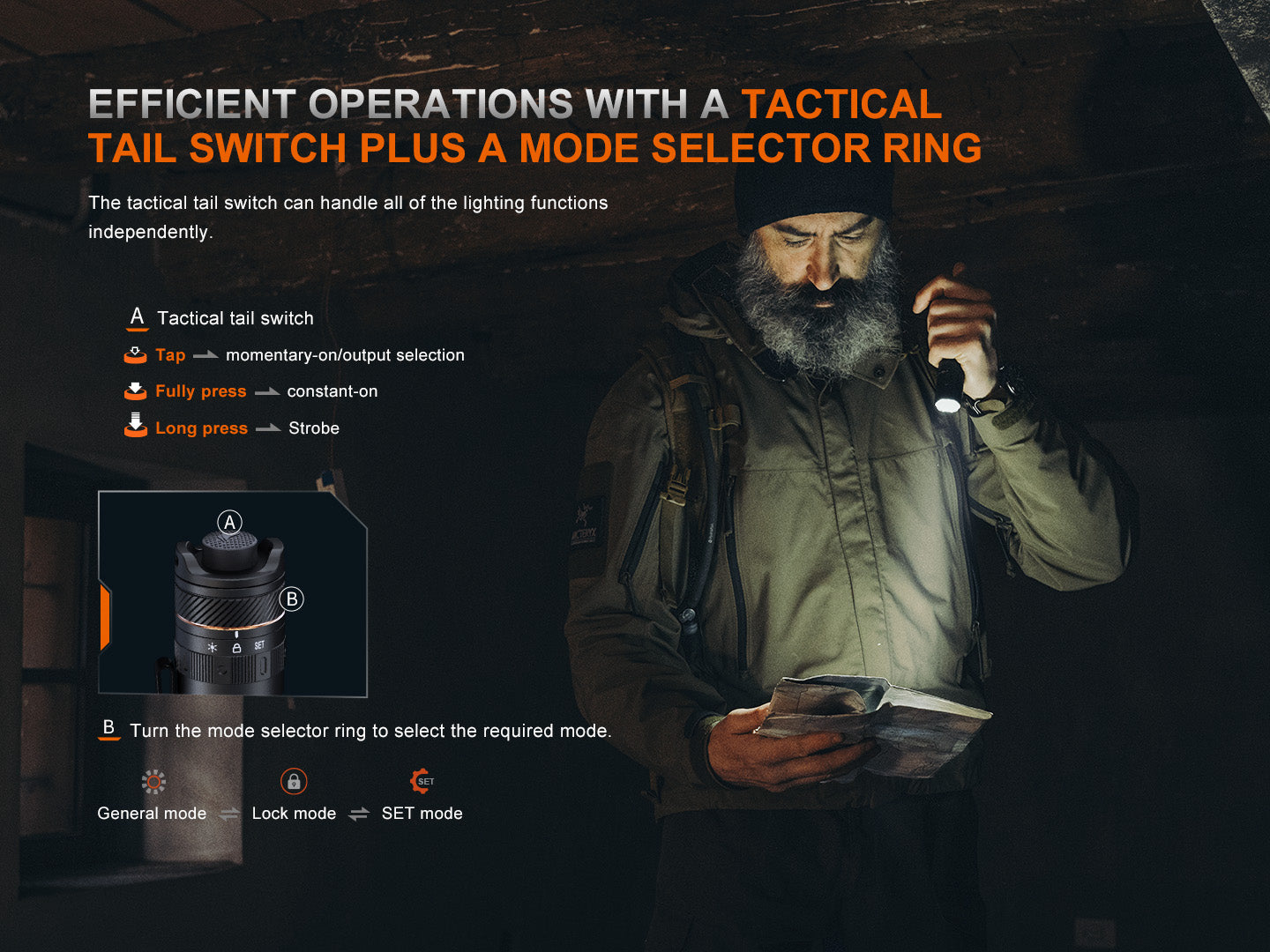 Fenix PD45R ACE Multi-Mode Tactical Flashlight-Safety Glasses USA-5