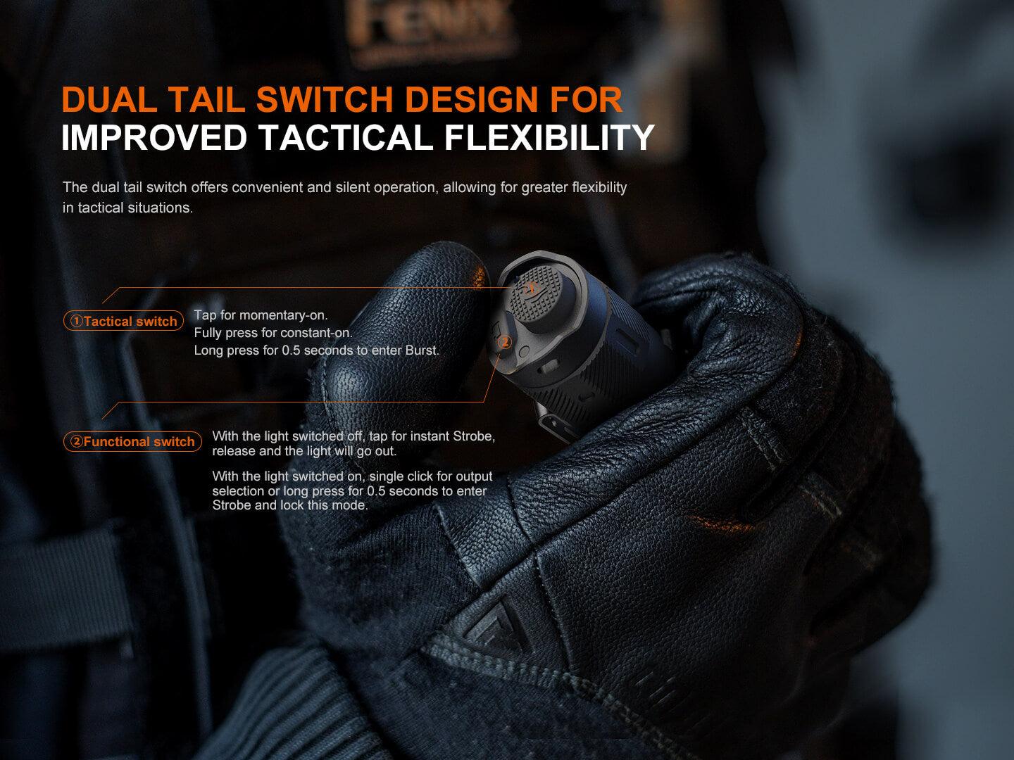 Fenix TK17 Dual-Switch Tactical Flashlight-Safety Glasses USA-4