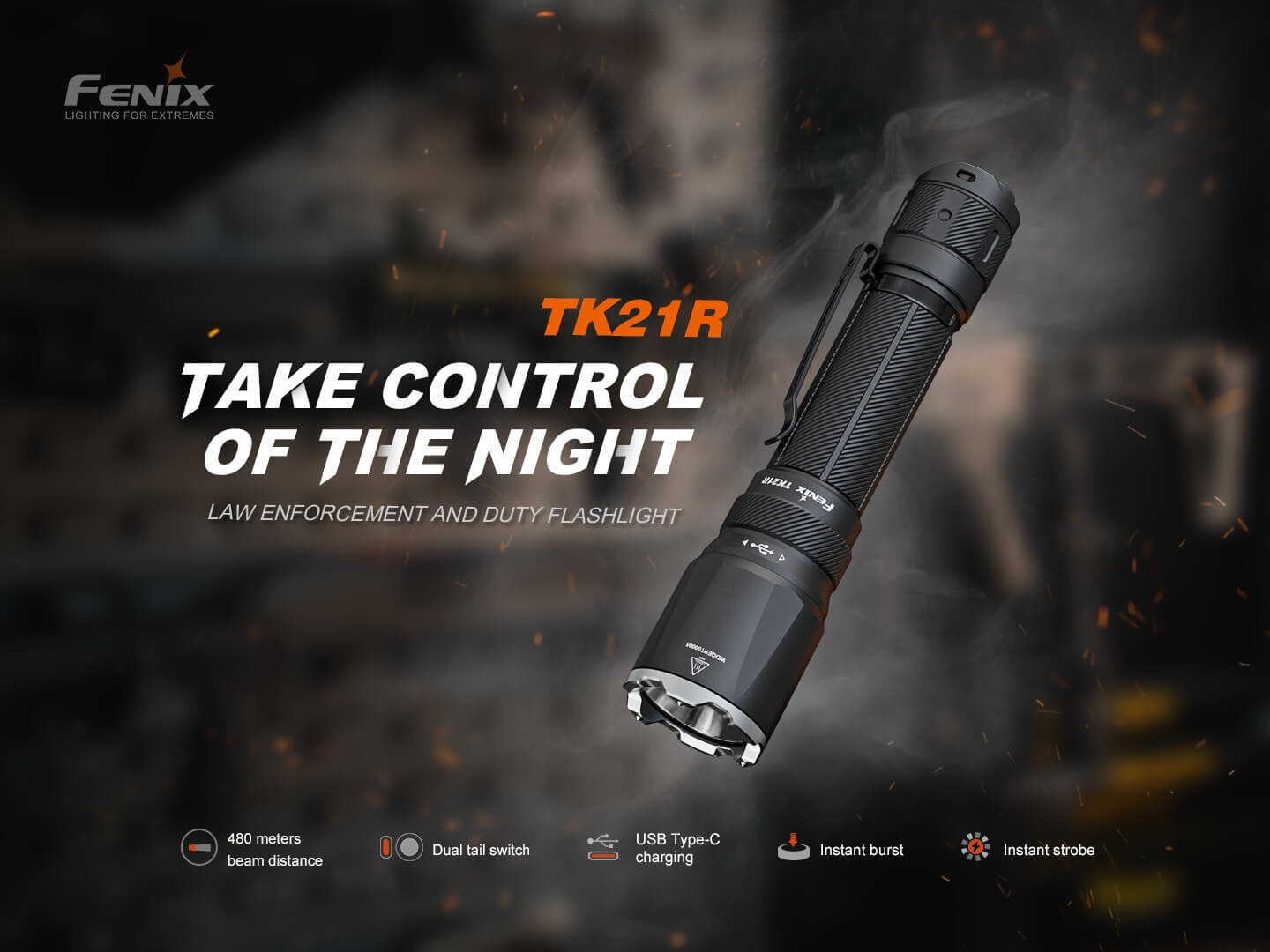 Fenix TK21R Rechargeable Tac Flashlight-Safety Glasses USA-5