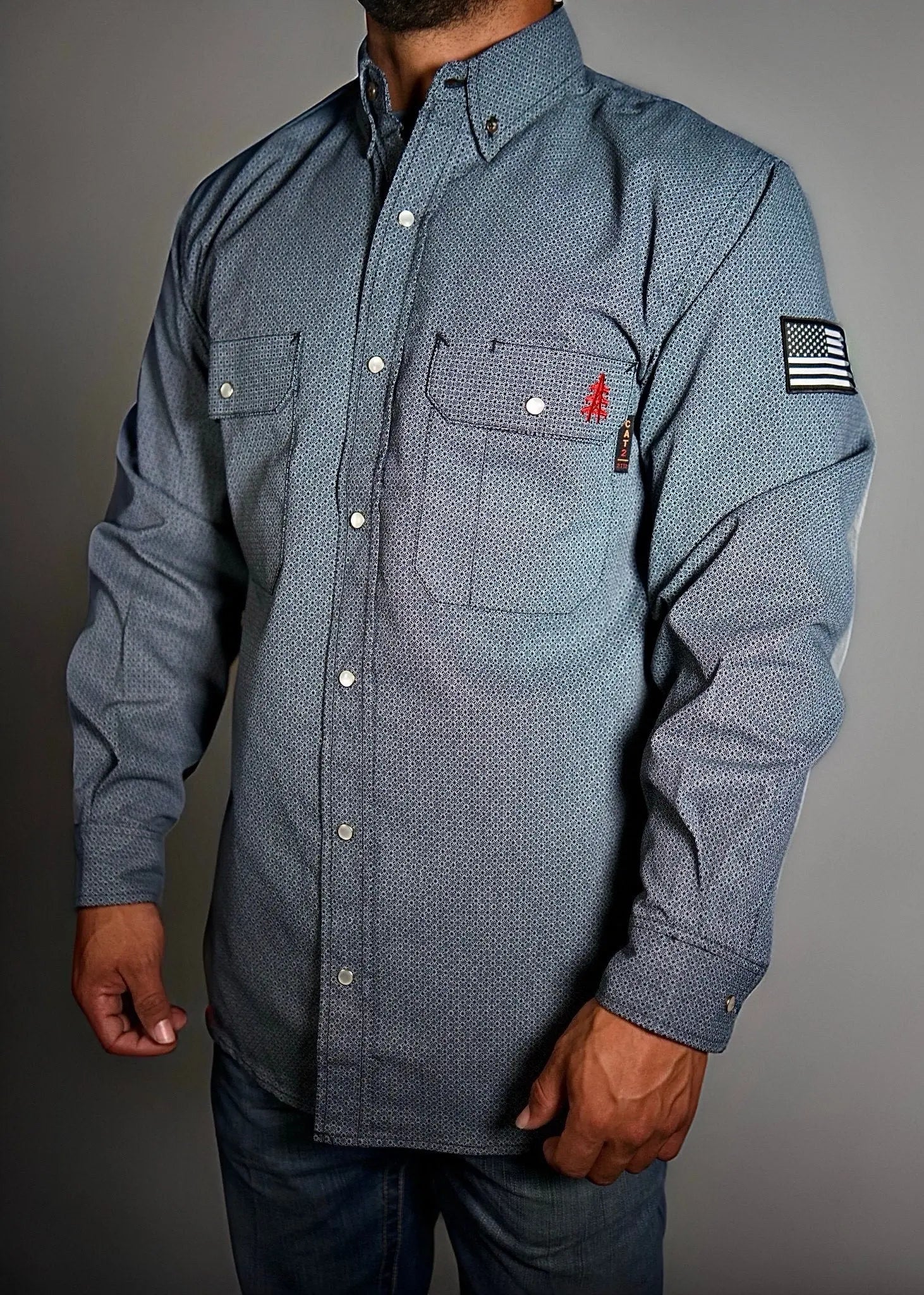 Static FR Flame-Resistant Pearl Snap Work Shirt - Forged Gray