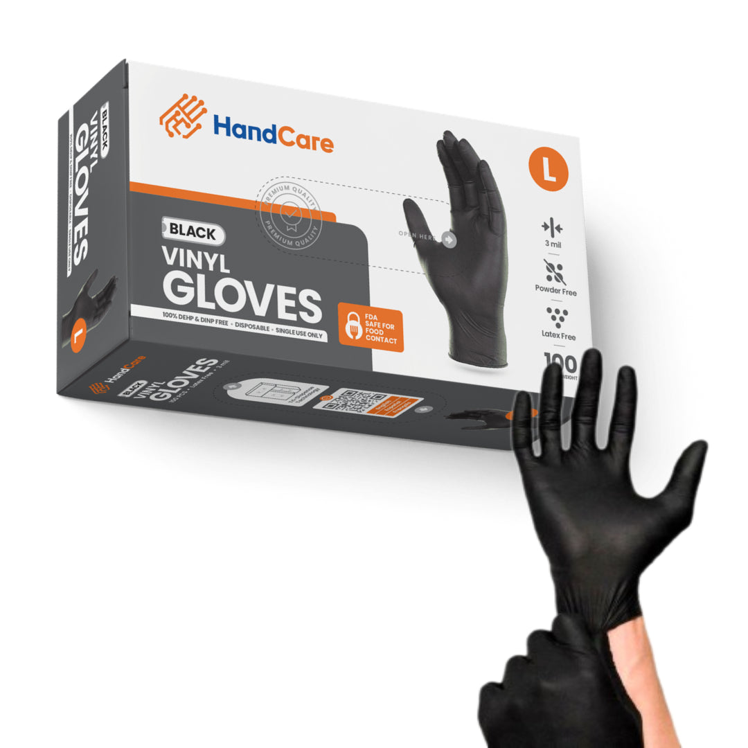 HandCare Black Vinyl Gloves - Powder Free (3 Mil), 1,000 Gloves-Safety Glasses USA-3