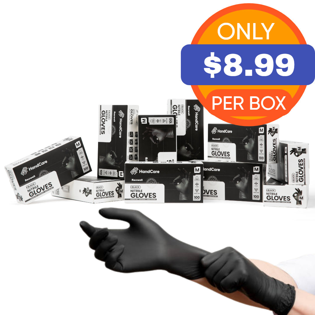 HandCare Black Nitrile Gloves - Exam Grade, Powder Free (4 Mil)-Safety Glasses USA-2