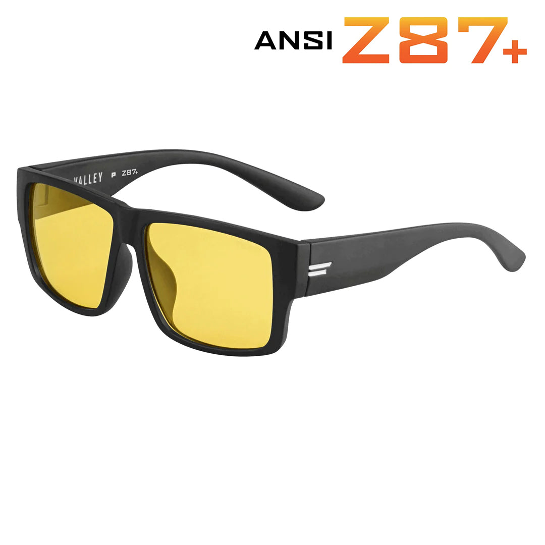TOROE VALLEY ANSI Z87+ Night-Driving HD Safety Glasses-Z87-VALLEY-MBLK-W-YEL-White-1