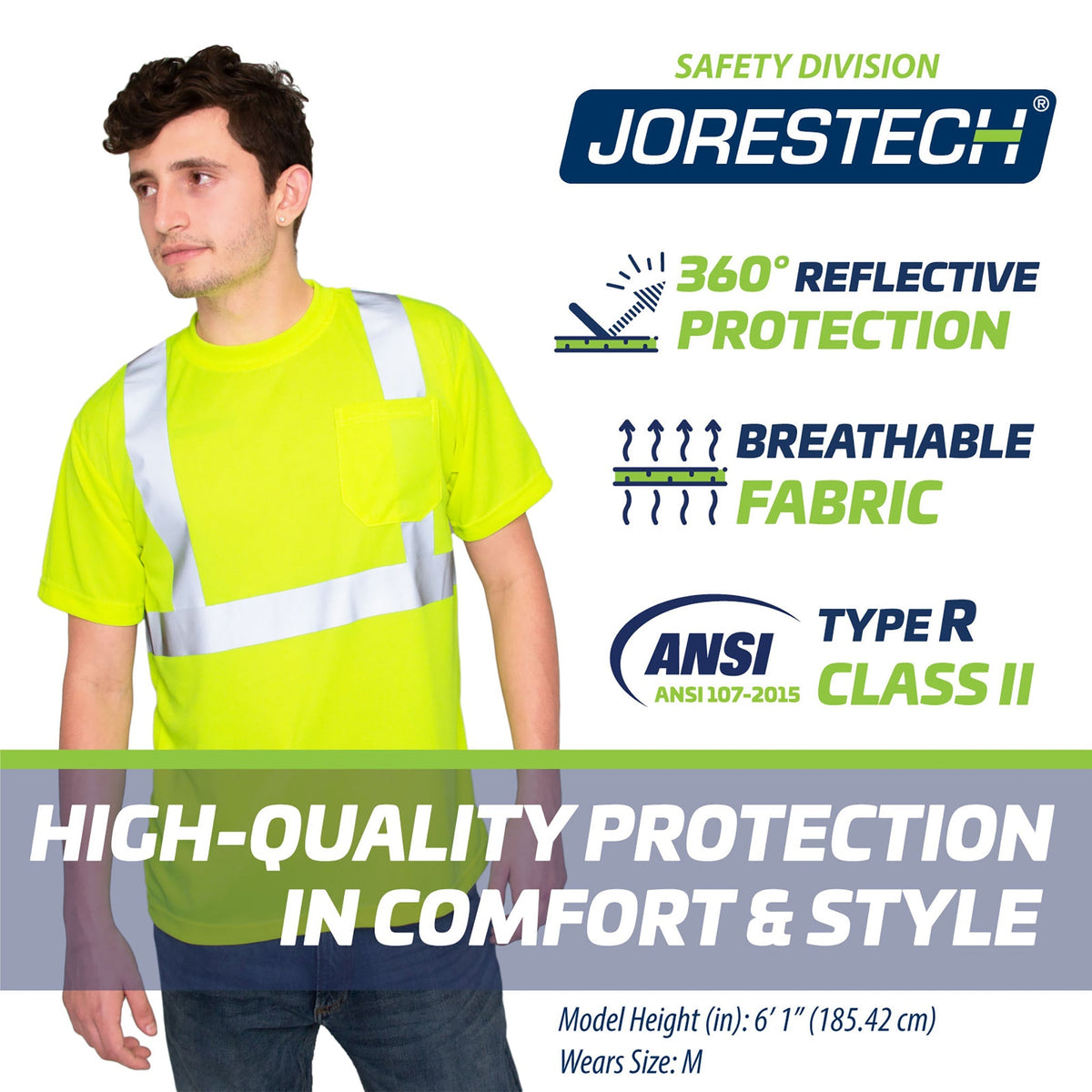 Jorestech Hi-Vis Heat Transfer Reflective Safety Pocket Shirt
