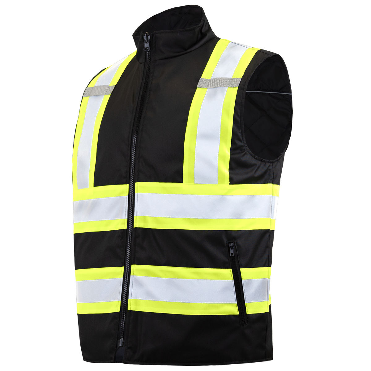 Jorestech Hi-Vis Yellow/Black Reversible Insulated Safety Vest with Reflective Strips