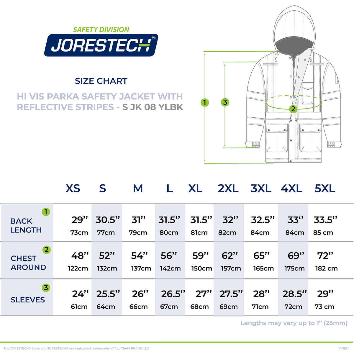 Jorestech Hi-Vis Parka Safety Jacket with Reflective Stripes
