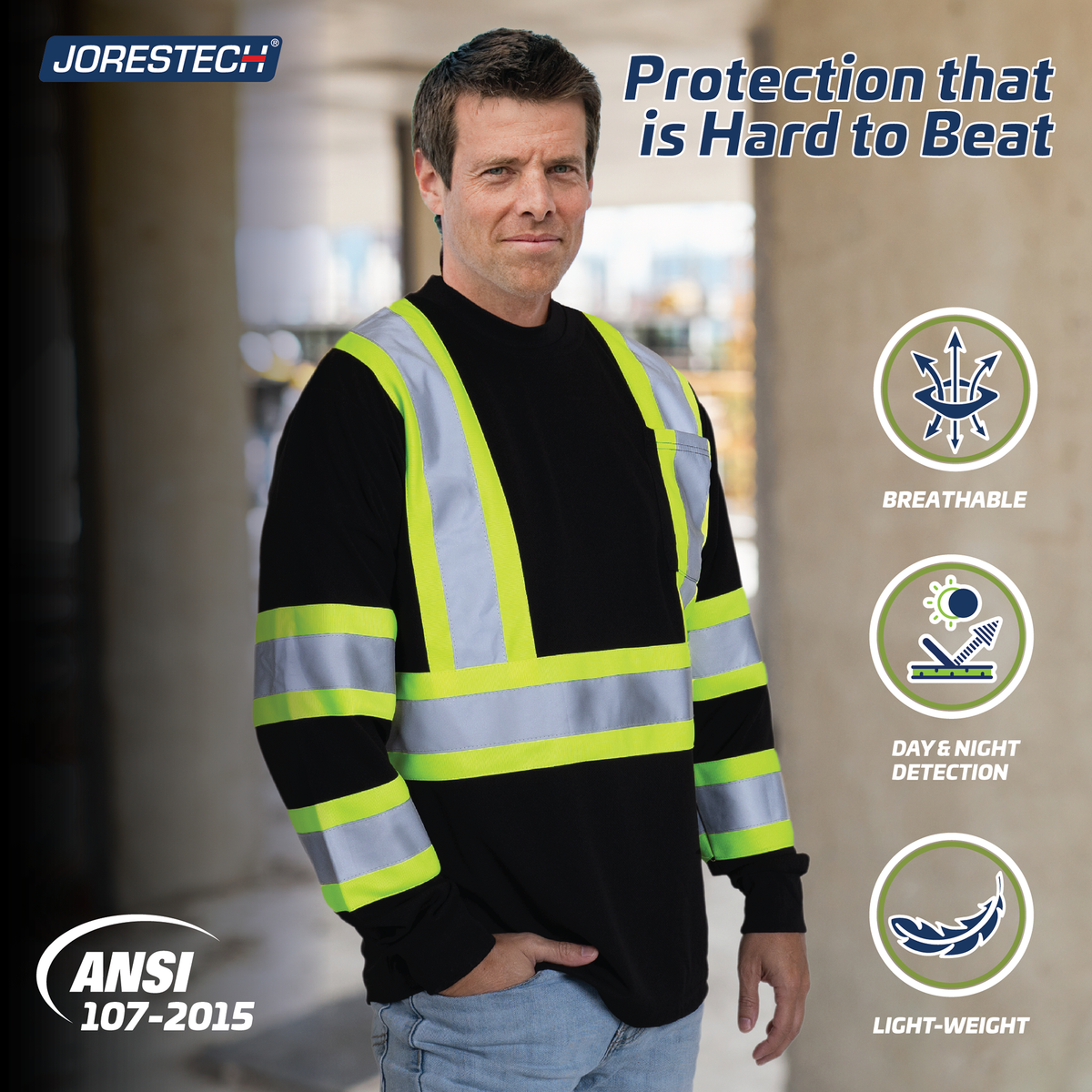 Jorestech Hi-Vis Reflective Two-Tone Long Sleeve Safety Shirt