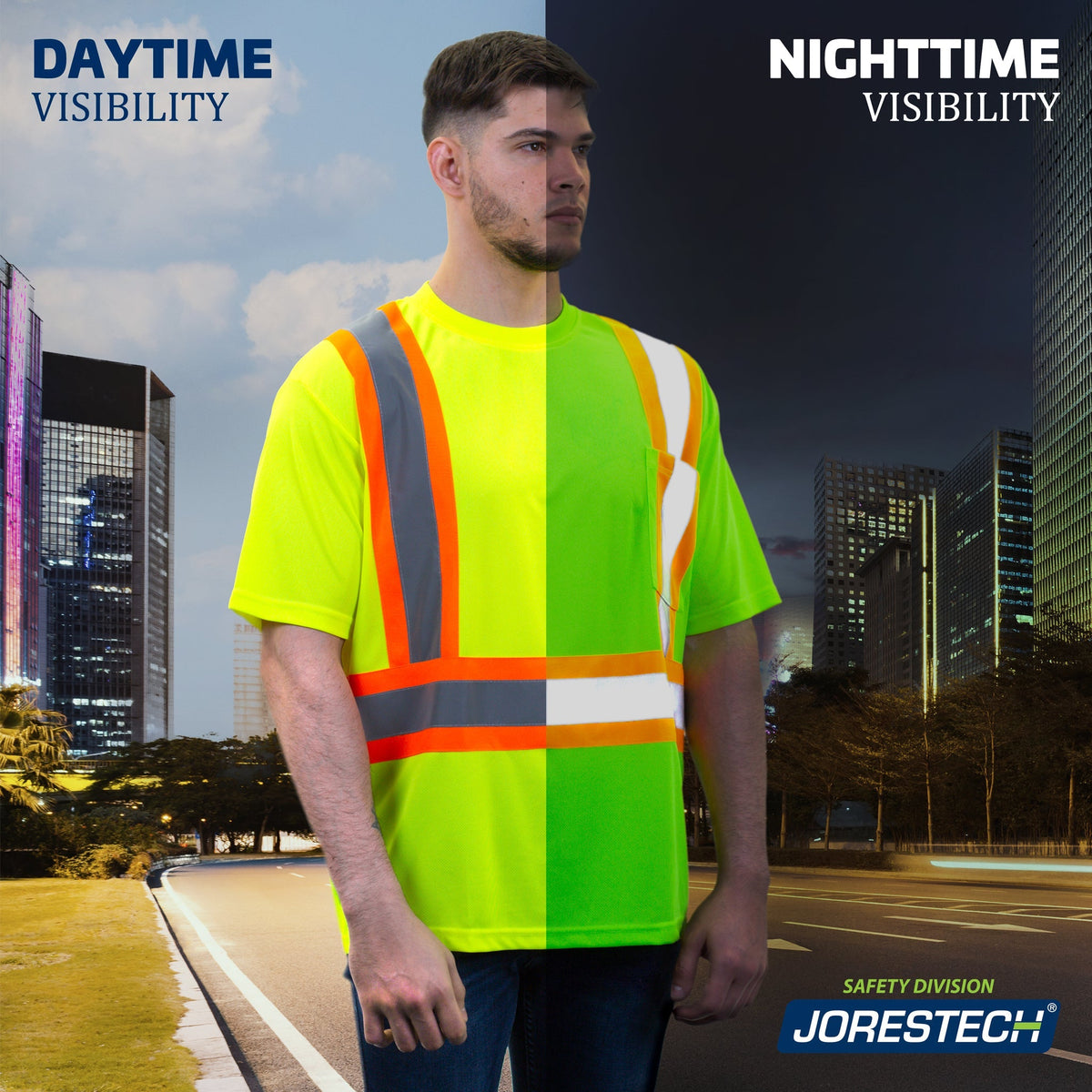 Jorestech Hi-Vis X-Back Reflective Two-Tone Safety Pocket Shirt