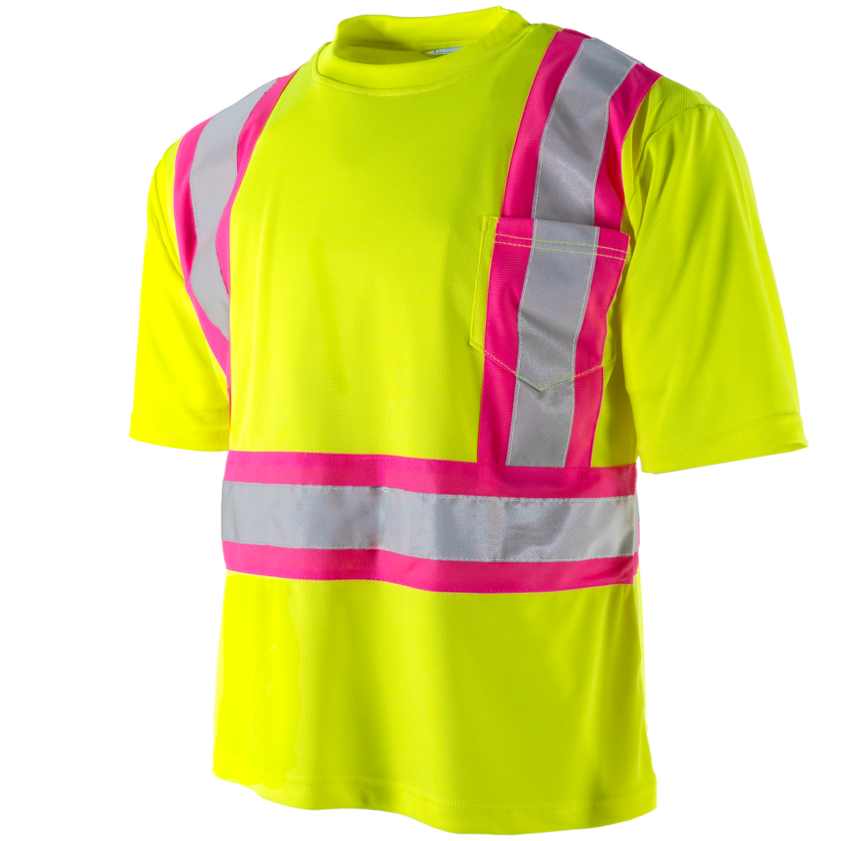 Jorestech Hi-Vis Reflective Two-Tone Safety Shirt with Pink Strips