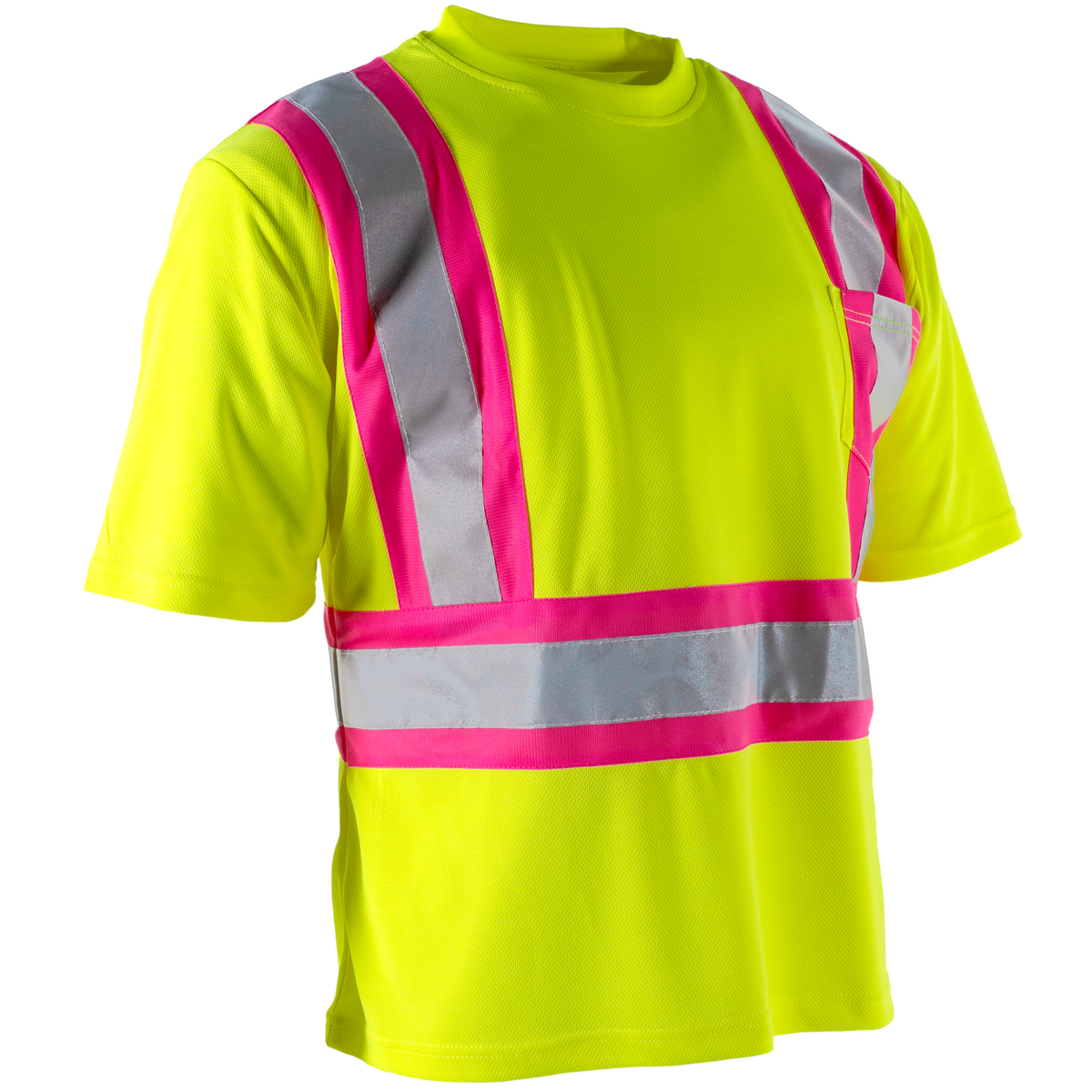 Jorestech Hi-Vis Reflective Two-Tone Safety Shirt with Pink Strips