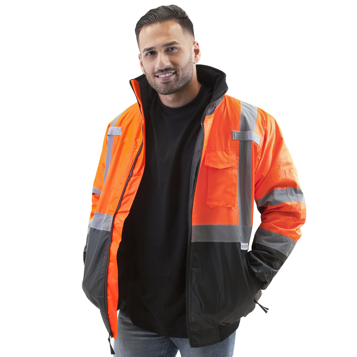 Jorestech Hi-Vis Safety Bomber Jacket with Reflective Stripes