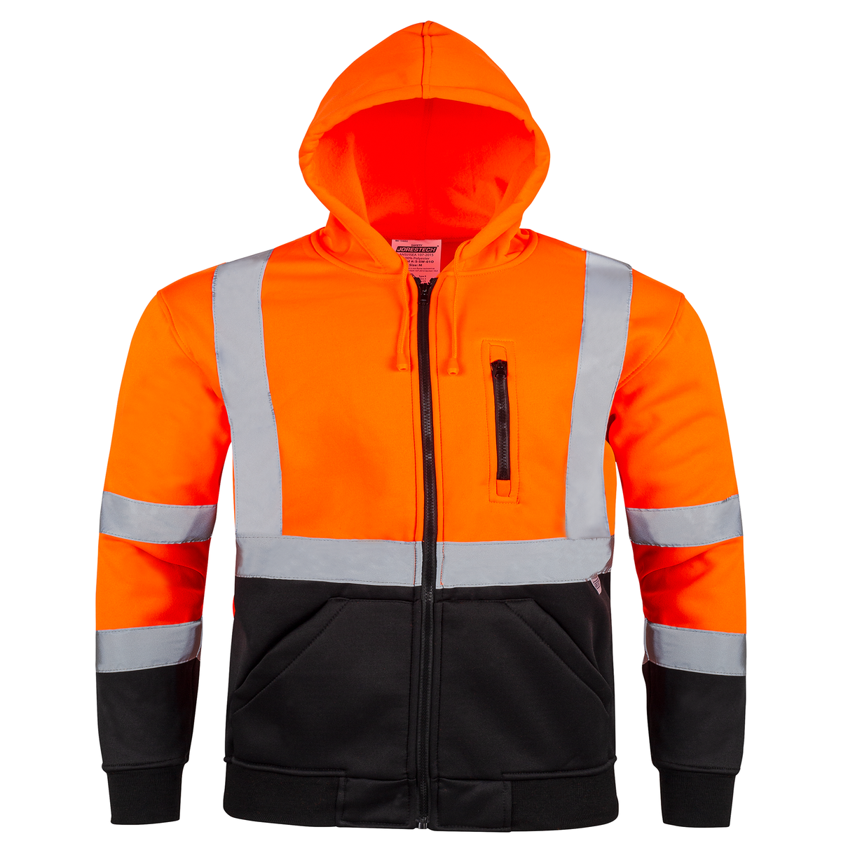 Jorestech Hi-Vis Safety Hooded Sweatshirt with Reflective Stripes