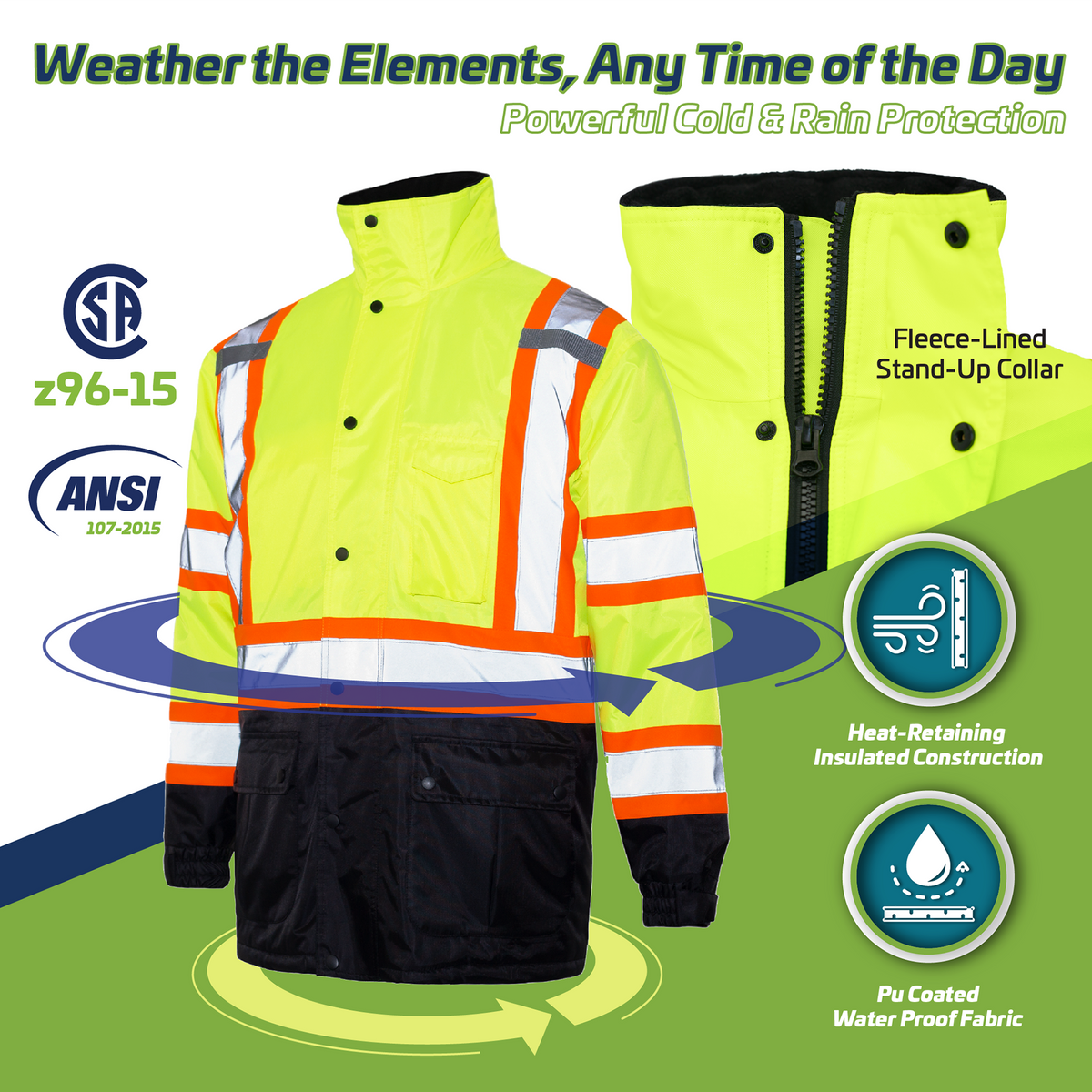 Jorestech Hi-Vis Two-Tone Safety Jacket with Reflective Stripes