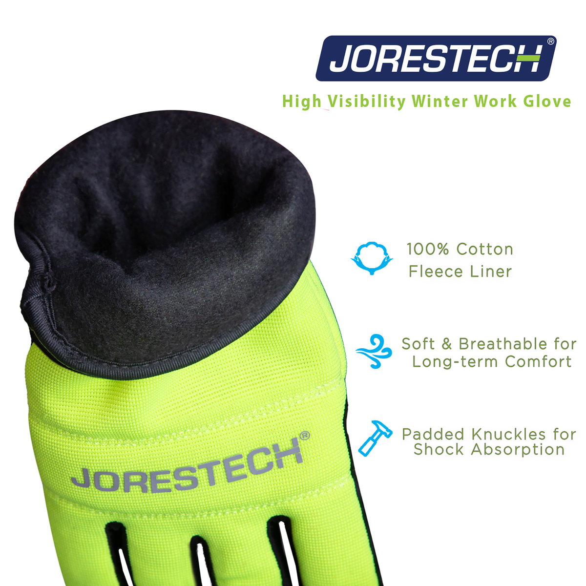 Jorestech Hi-Vis Touchscreen Safety Work Gloves with Fleece Lining