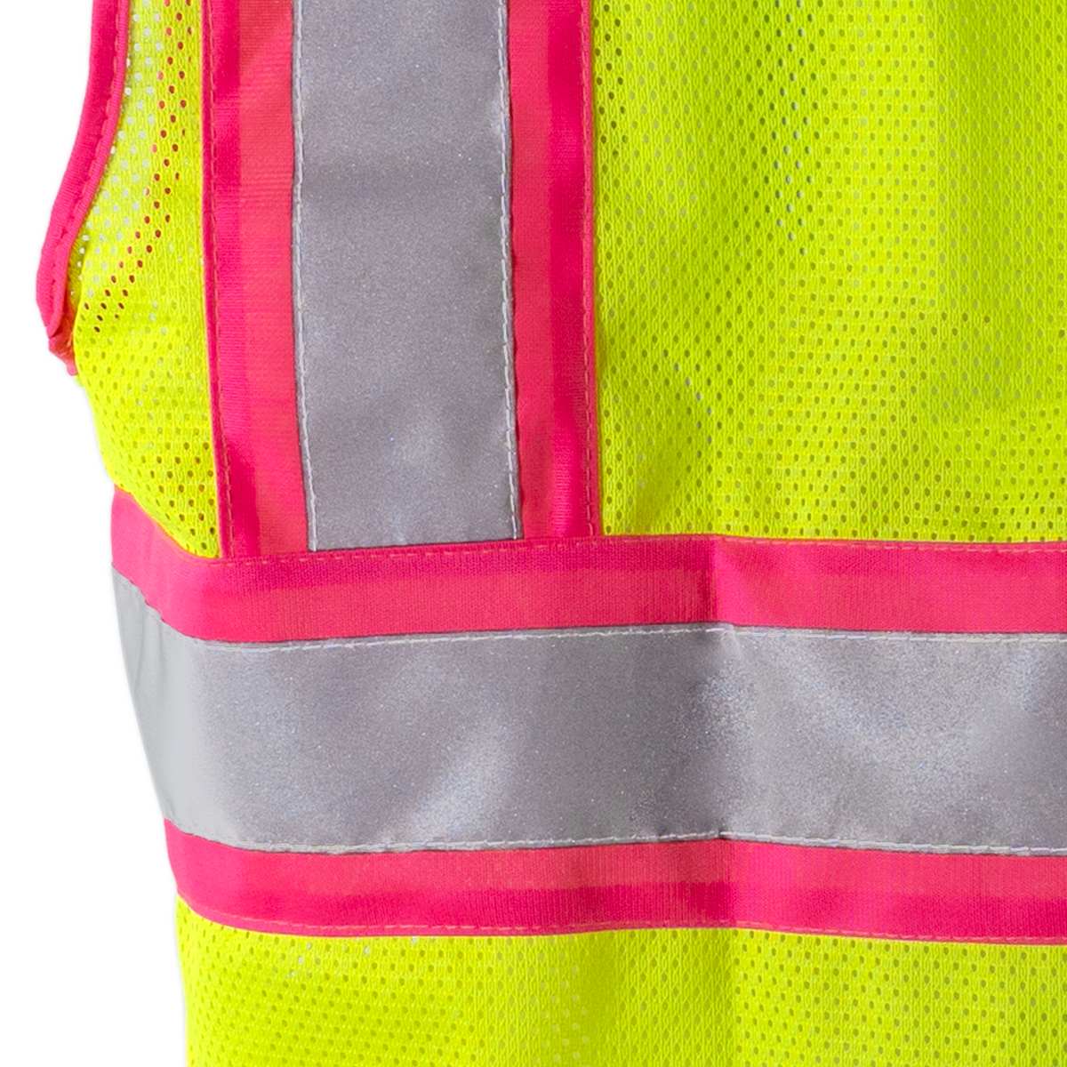 Jorestech Hi-Vis Mesh Safety Vest with Pink Contrasting Strips and Reflective Tapes