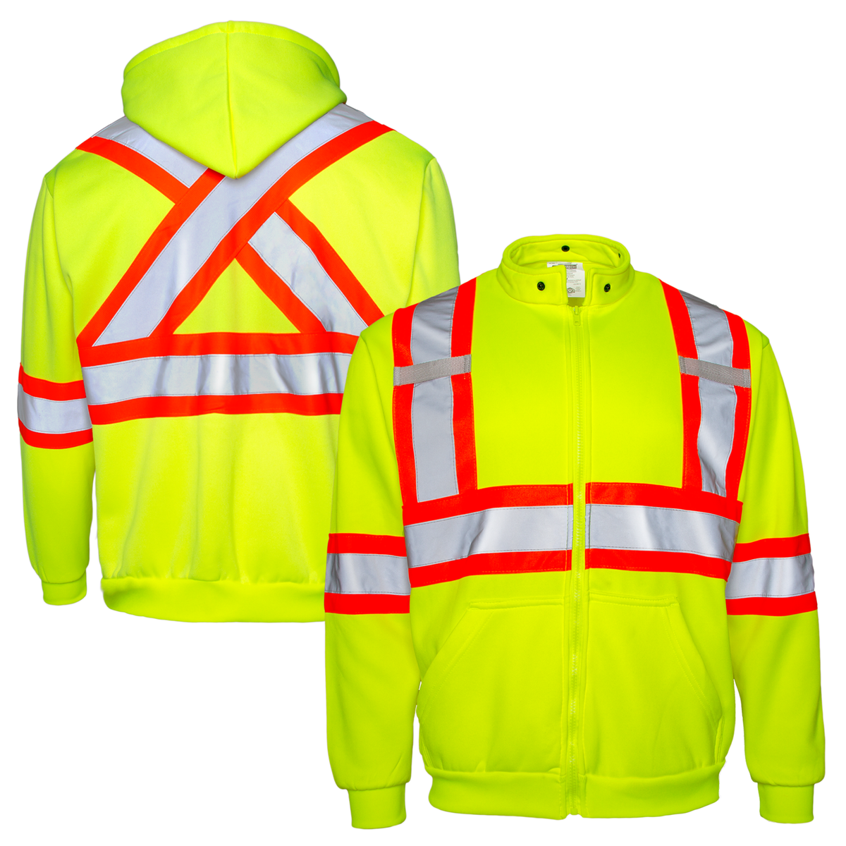Jorestech Hi-Vis X-Back Two-Tone Safety Hooded Sweatshirt with Reflective Stripes