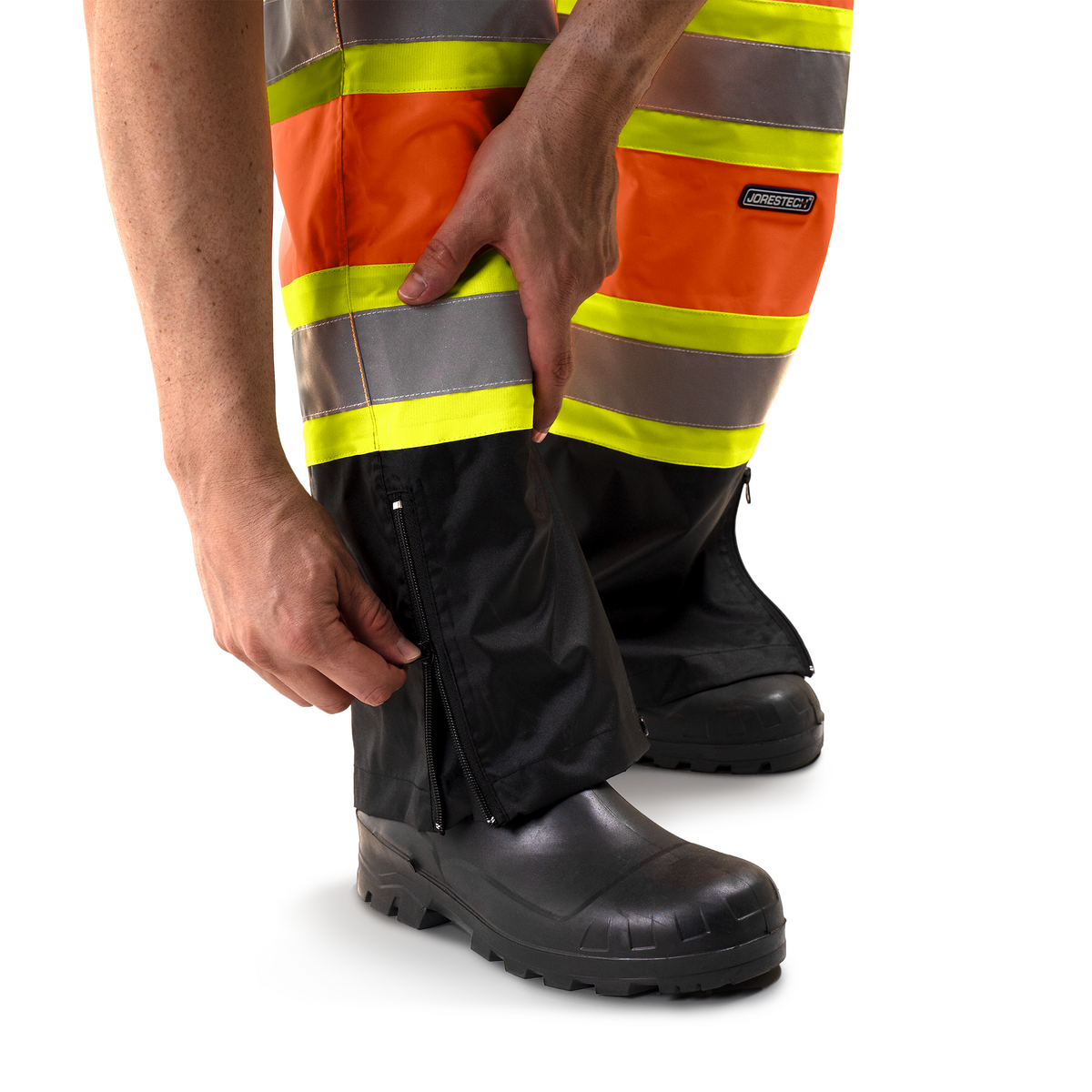 Jorestech Hi-Vis Two-Tone Orange/Black Rain Pants with Reflective Strips