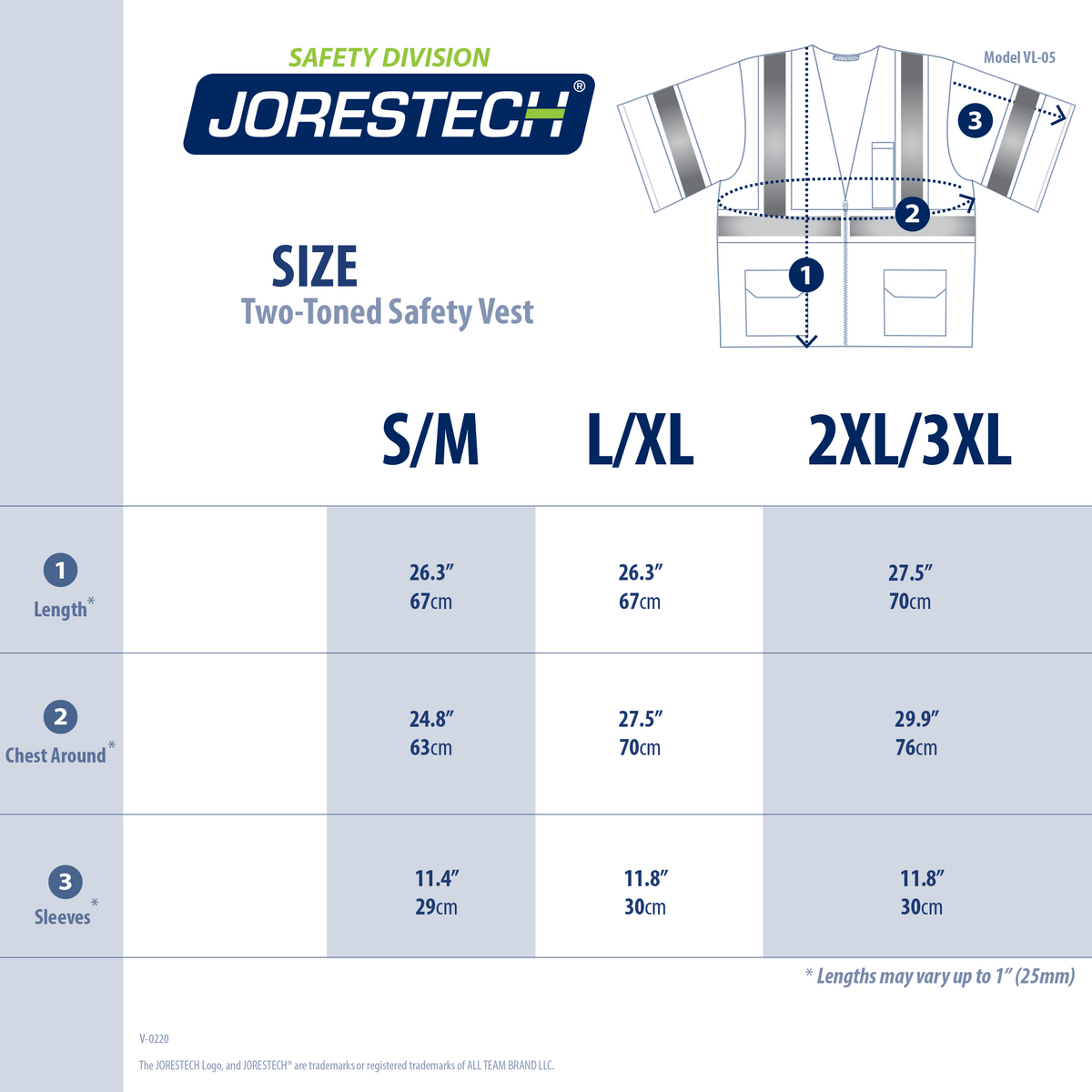Jorestech Hi-Vis Two Toned Mesh Sleeved Safety Vest with 2” Reflective Strips and Pockets