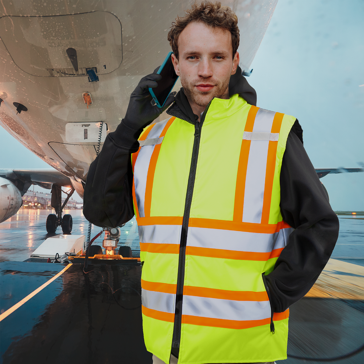 Jorestech Hi-Vis X-Back Reversible Insulated Safety Vest with Reflective Strips