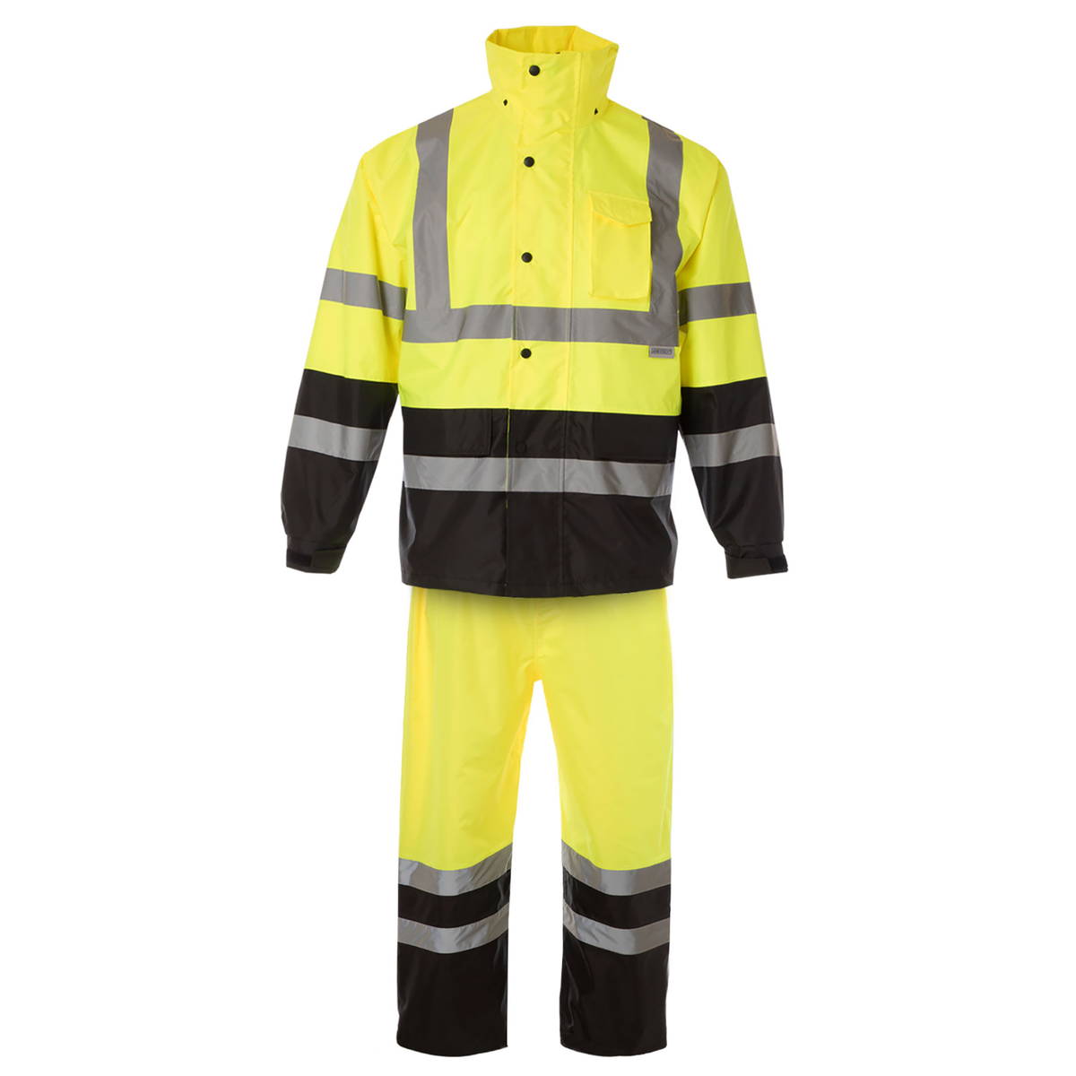 Jorestech Hi-Vis Yellow/Black Rain Set - Pants & Jacket with 2" Reflective Strips
