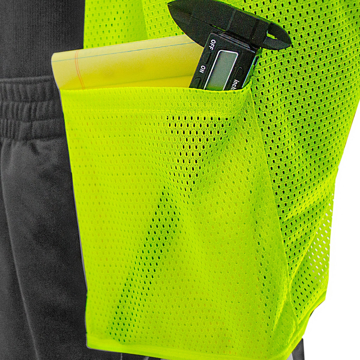 Jorestech Hi-Vis Yellow Mesh Tearaway Safety Vest with 2” Reflective Strips and Pocket