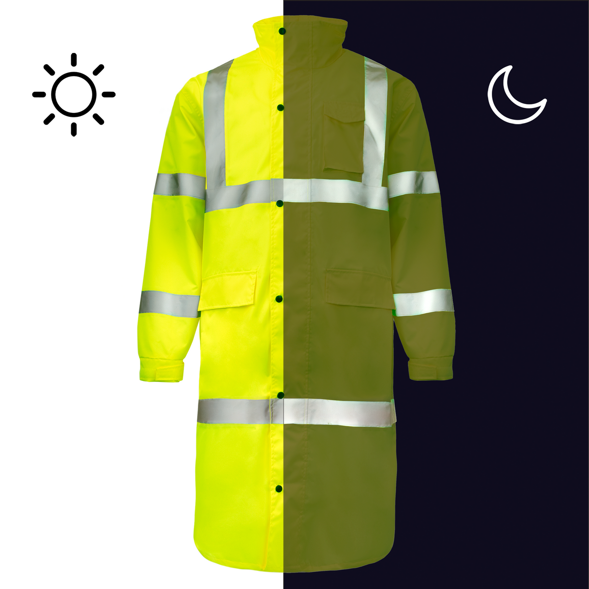 Jorestech Hi-Vis Yellow Raincoat with 2" Reflective Strips