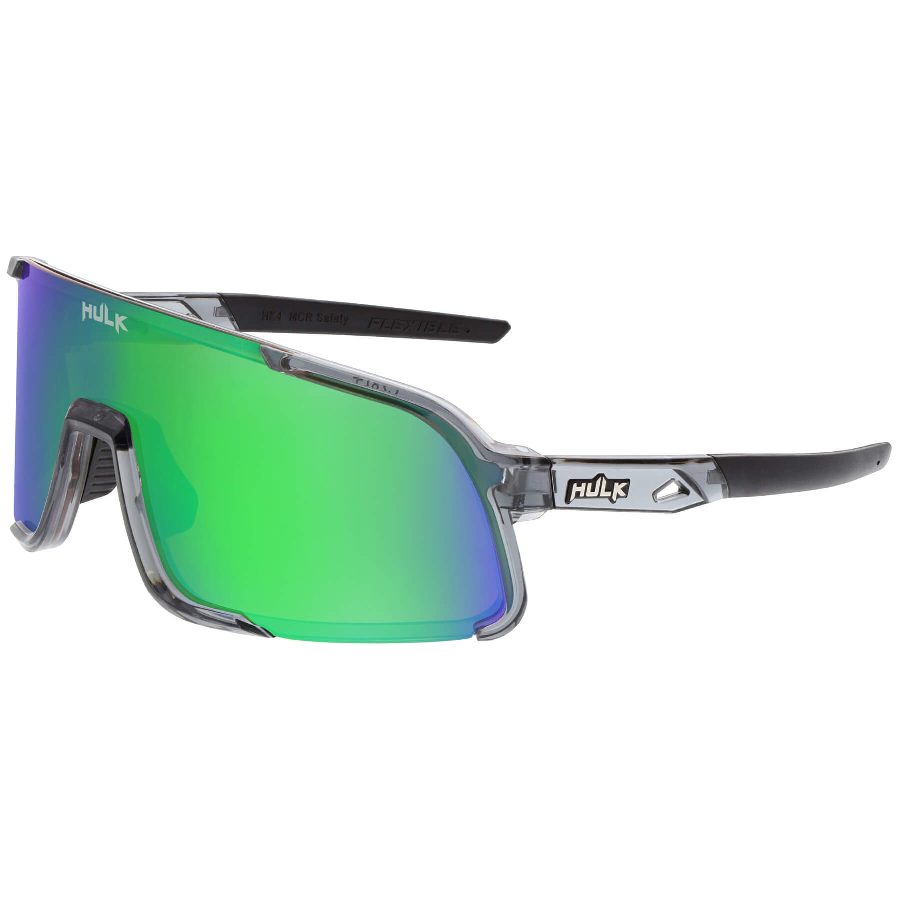 MCR Safety Hulk HK4 Retro Safety Glasses-HK42BGP-Crystal Gray Frame - Green Mirror MAX3 Hard Coat Lens-Safety Glasses USA-13