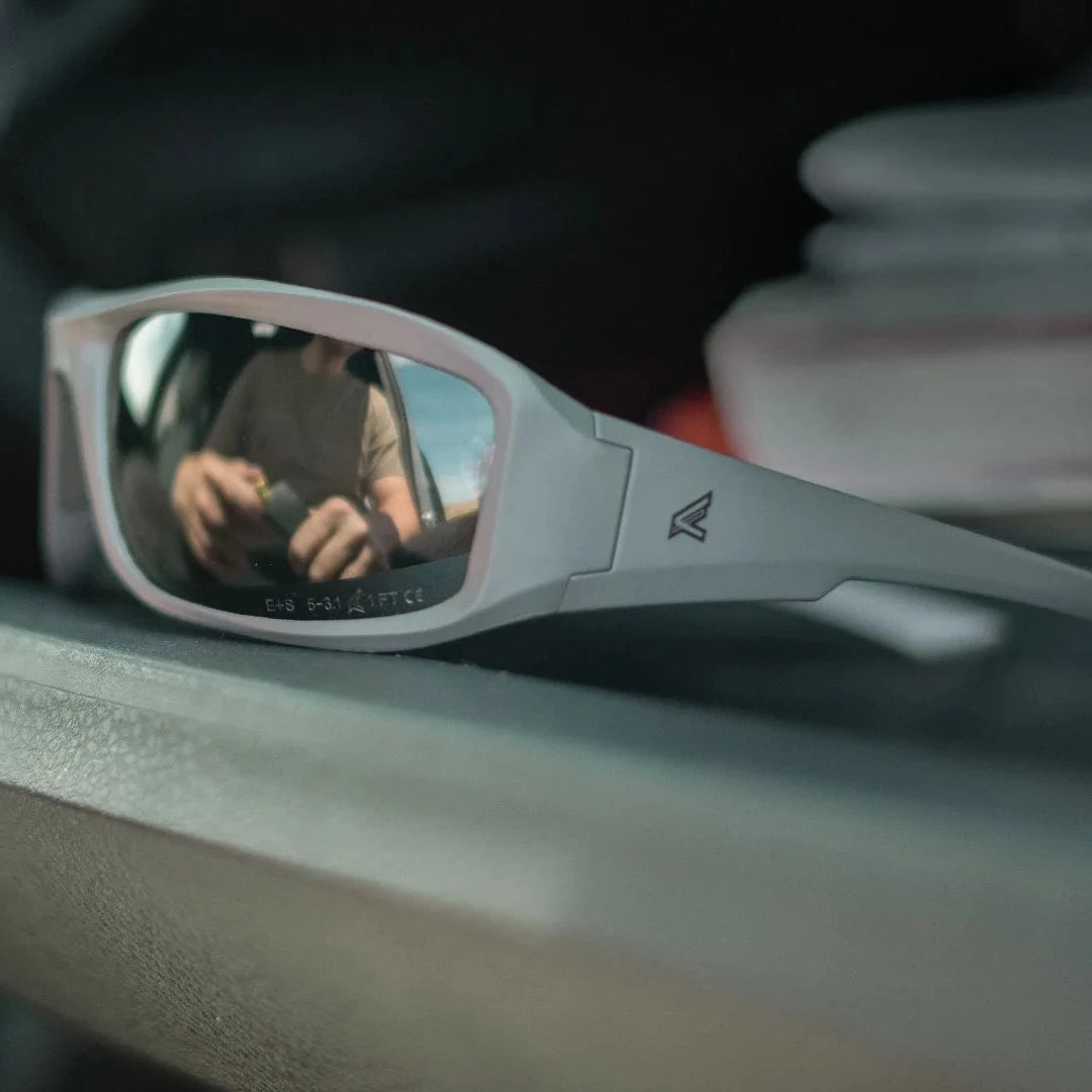 Edge Hamel Safety Glasses Left Temple and Lens