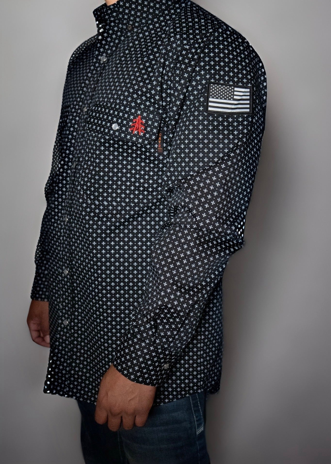 Static FR Flame-Resistant Work Shirt Pearl Snap - Reaper Black-Safety Glasses USA-2