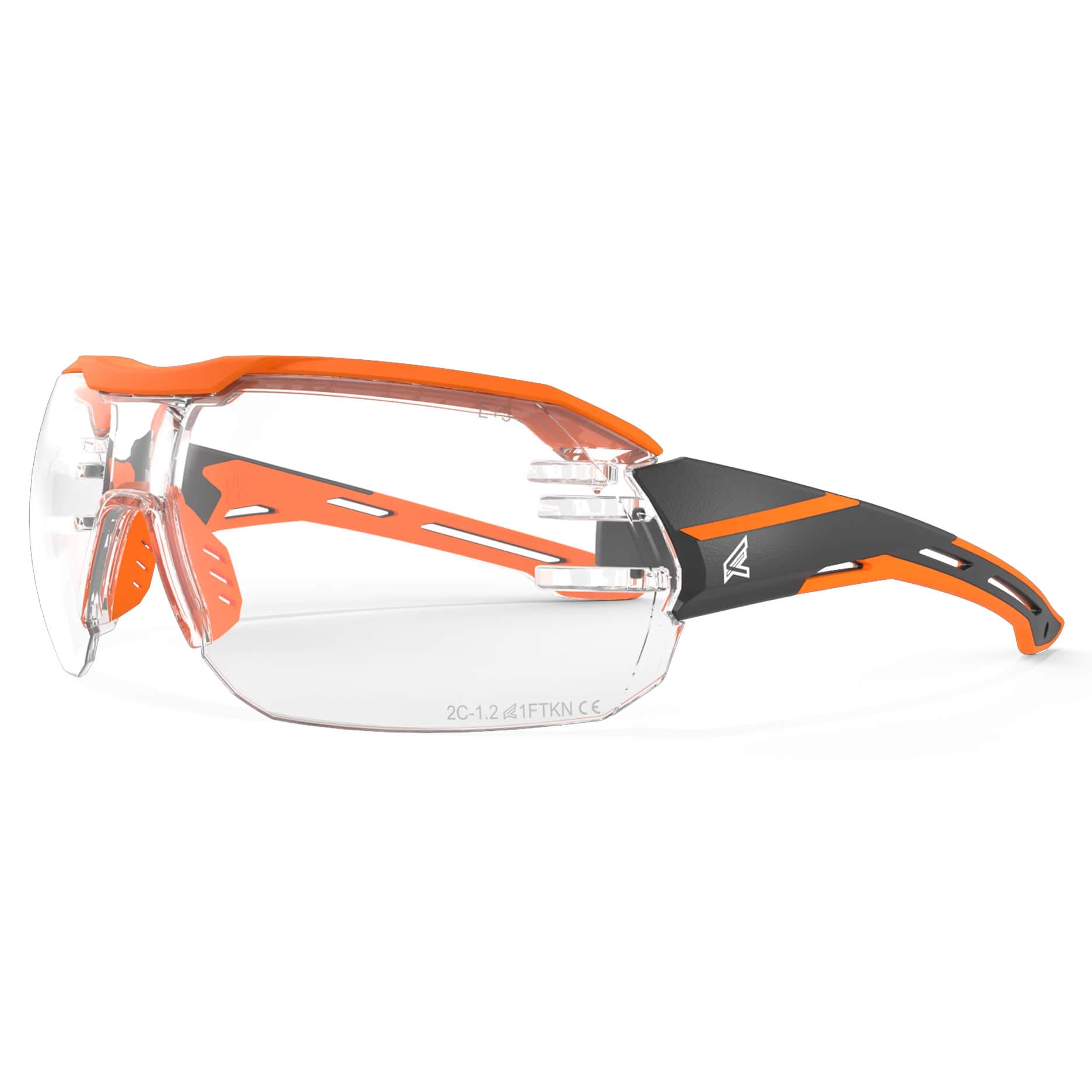 Edge Kabru Safety Glasses with Vapor Shield Anti-Fog Lenses-KB131VS-Black and Orange Frame - Clear Vapor Shield Lens-Safety Glasses USA-3