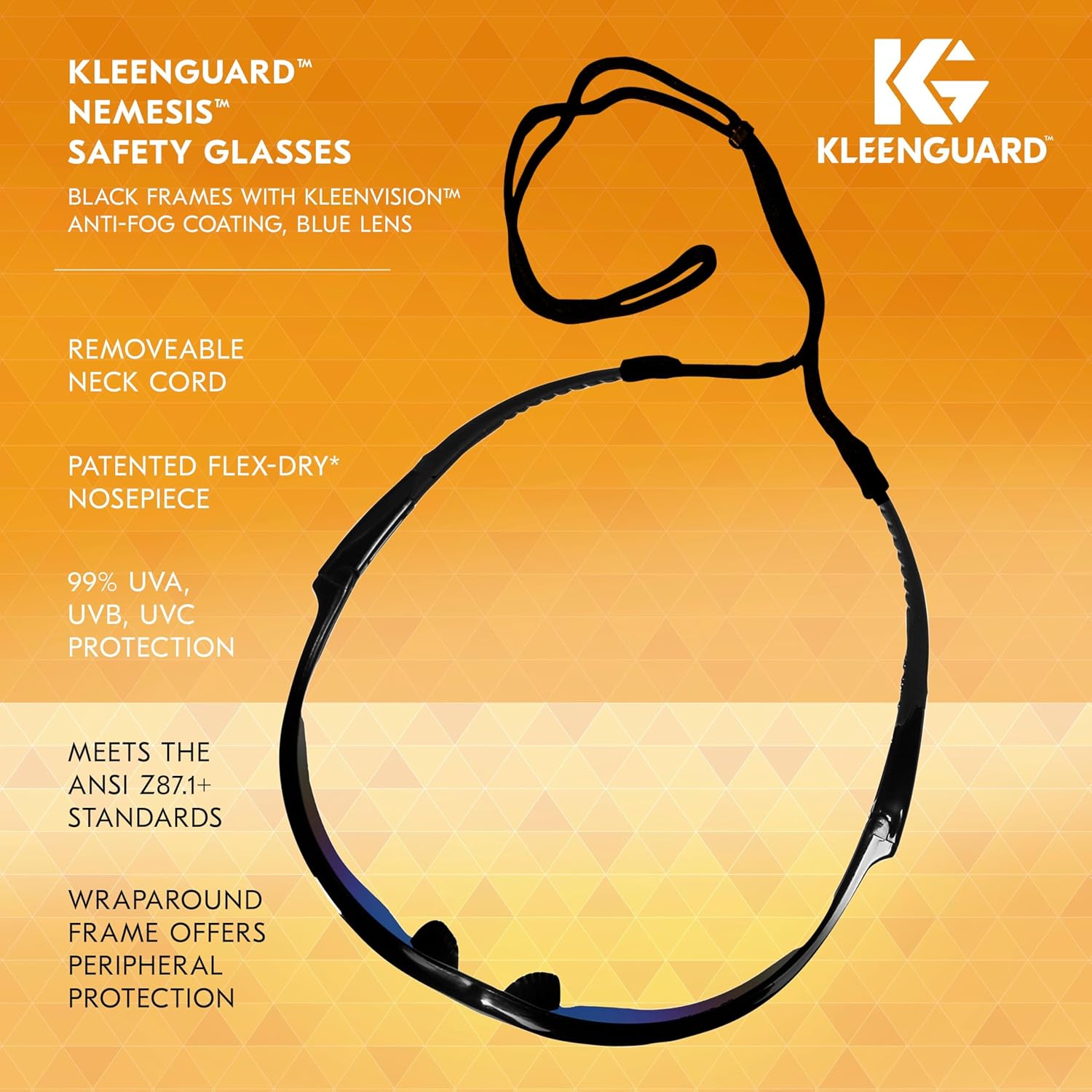 KleenGuard 14481 V30 Nemesis Safety Glasses Black Frame with Blue Lenses Top View