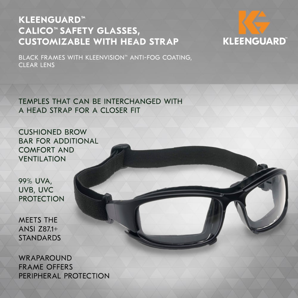 KleenGuard Calico Safety Glasses Goggles Foam-Padded with Clear Anti-Fog Lens-25672-Safety Glasses USA-7