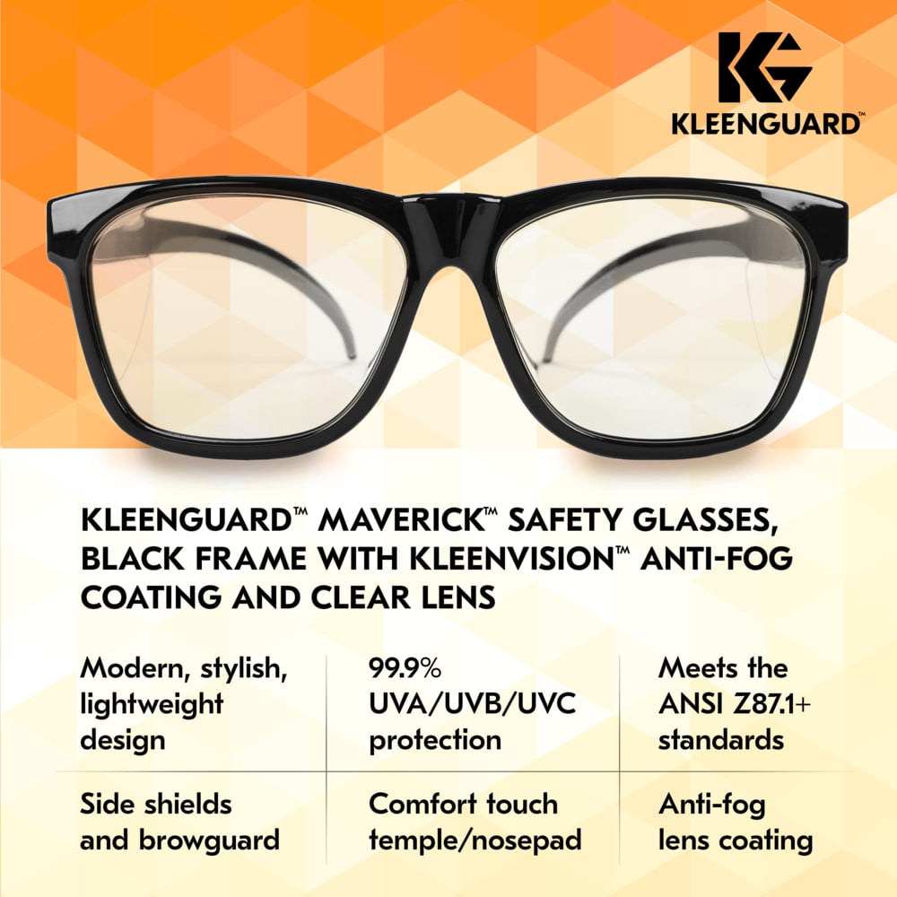KleenGuard Maverick Safety Glasses with Black Frame and Clear Anti-Fog Lens-49309-Safety Glasses USA-5