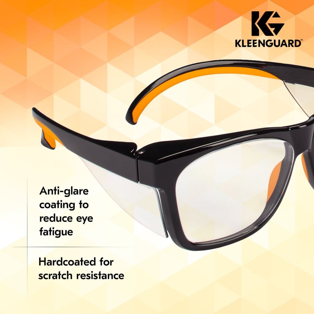 KleenGuard Maverick Safety Glasses with Black/Orange Frame and Clear Anti-Glare Lens-49312-Safety Glasses USA-3