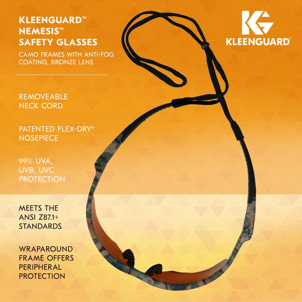 KleenGuard Nemesis Safety Glasses with Camo Frame and Bronze Lens-19644-Safety Glasses USA-6