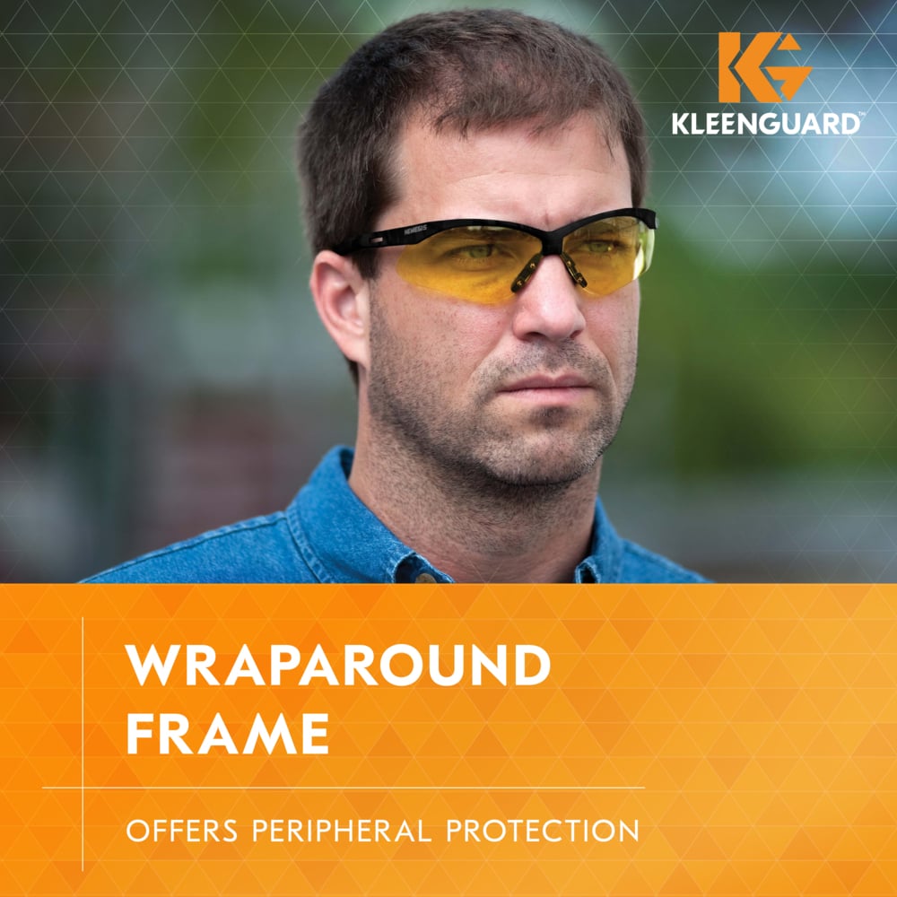 KleenGuard Nemesis Safety Glasses with Black Frame and Amber Lens-25659-Safety Glasses USA-2