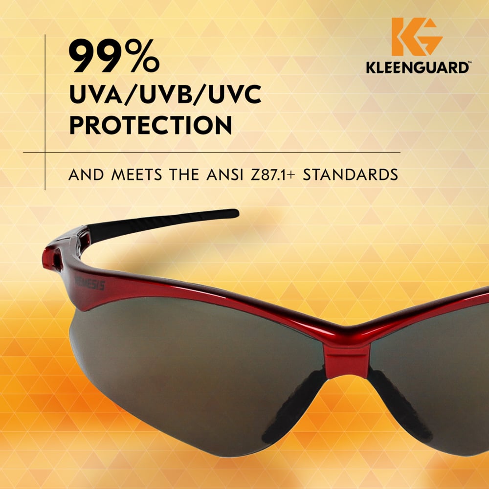 KleenGuard Nemesis Inferno Safety Glasses 22611 with Smoke Anti-Fog Lenses Block 99% of UV Rays