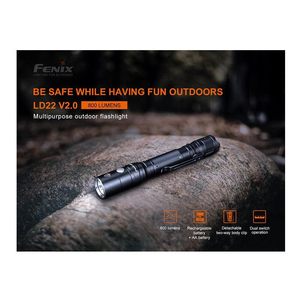 Fenix LD22 V2 Compact LED Flashlight - 800 Lumens-sku-44858651050280-Safety Glasses USA-3