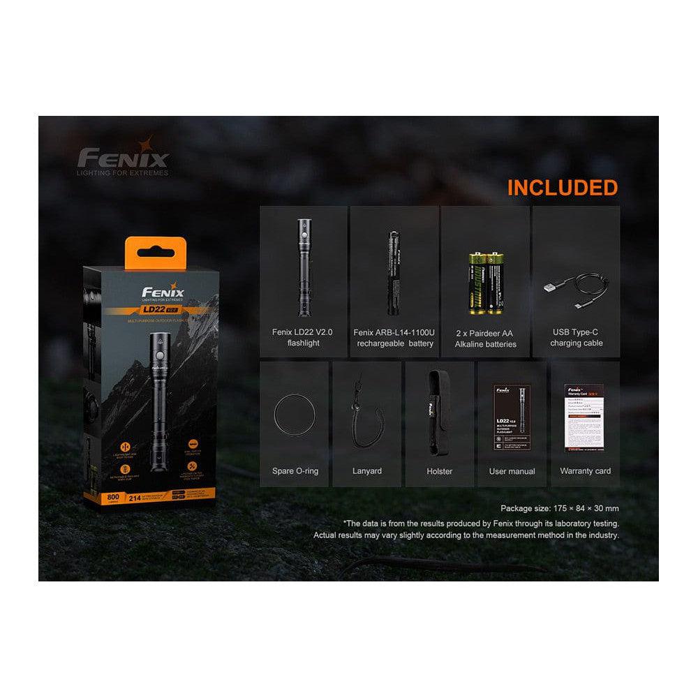 Fenix LD22 V2 Compact LED Flashlight - 800 Lumens-sku-44858651050280-Safety Glasses USA-13