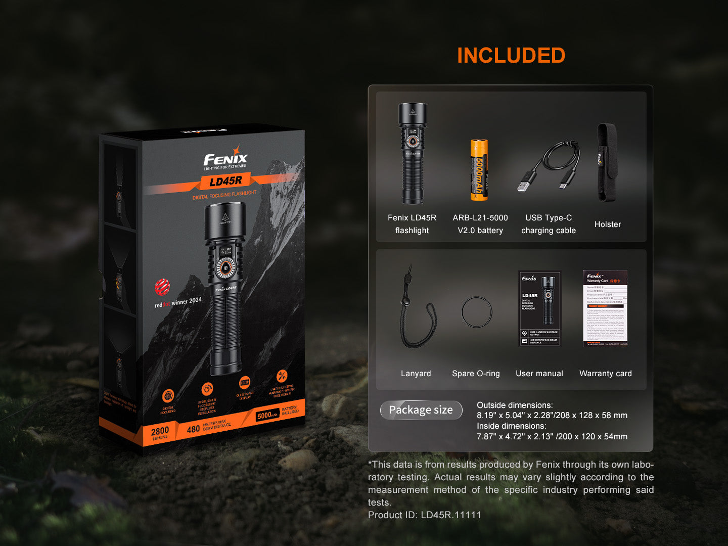 Fenix LD45R Digital Focus Rechargeable LED Flashlight-FX-LD45R-Safety Glasses USA-17