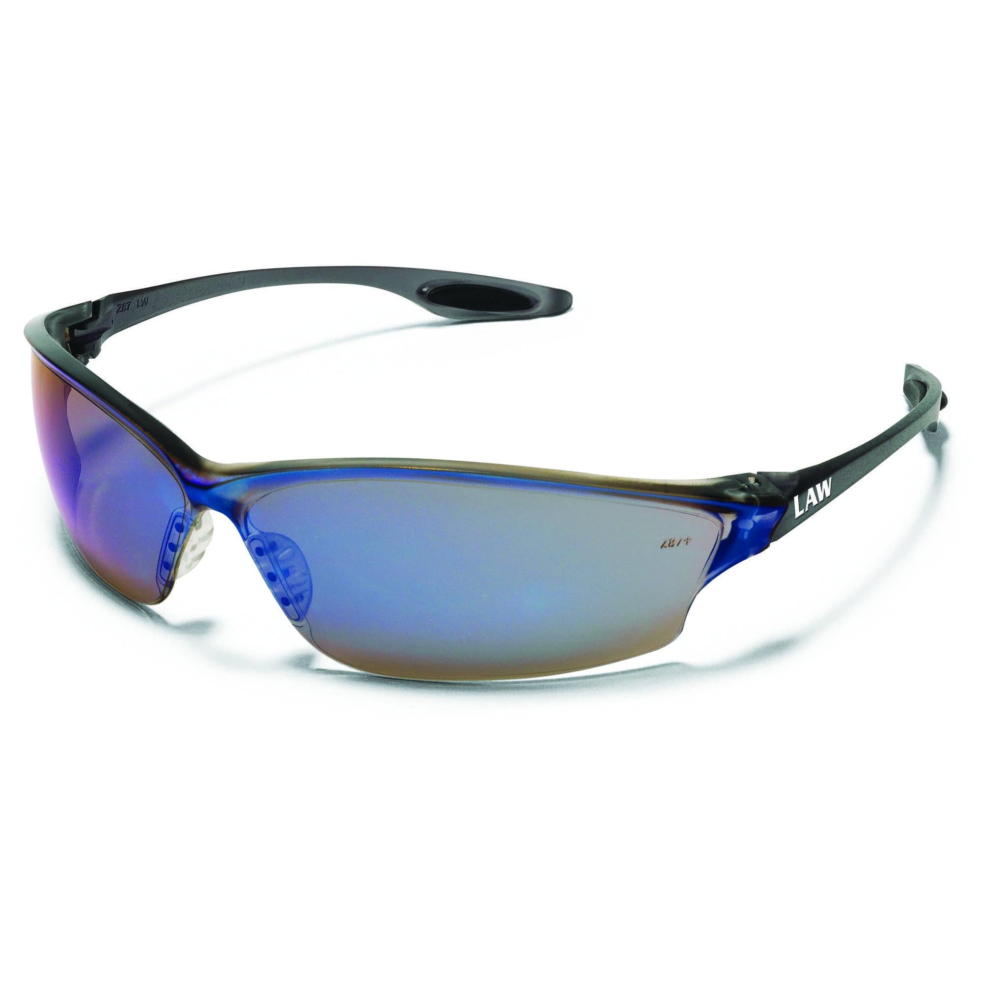 MCR Safety LW218 Law LW2 Safety Glasses - Smoke Frame - Blue Mirror Lens