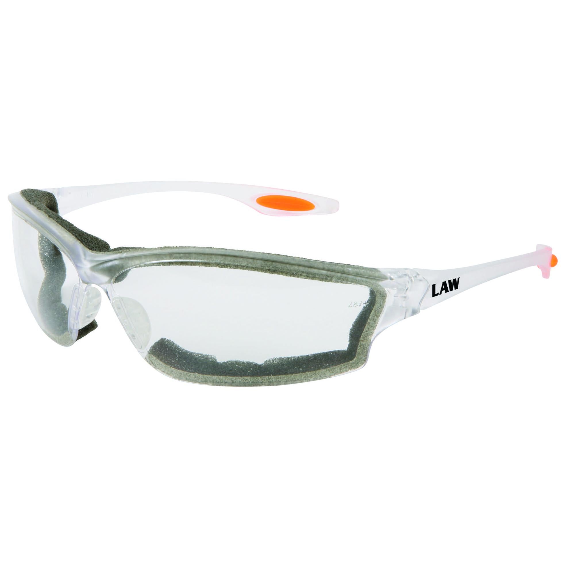 MCR Safety Law LW3 Foam-Lined Safety Glasses with Clear Anti-Fog Lenses