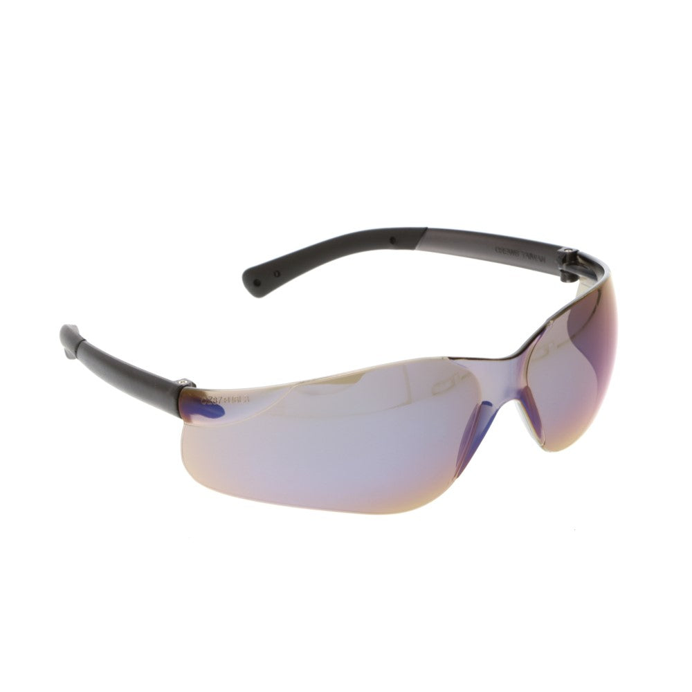 MCR Safety BearKat BK1 BK118 Safety Glasses with Blue Mirror Lenses Right Front Lens View