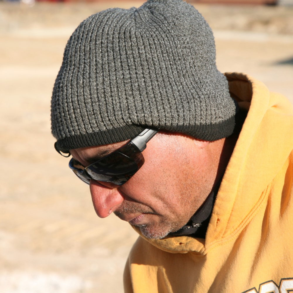 MCR Safety HK3 Safety Glasses with Foam-Lined Frame and Gray MAX6 Anti-Fog Lenses worn by construction worker